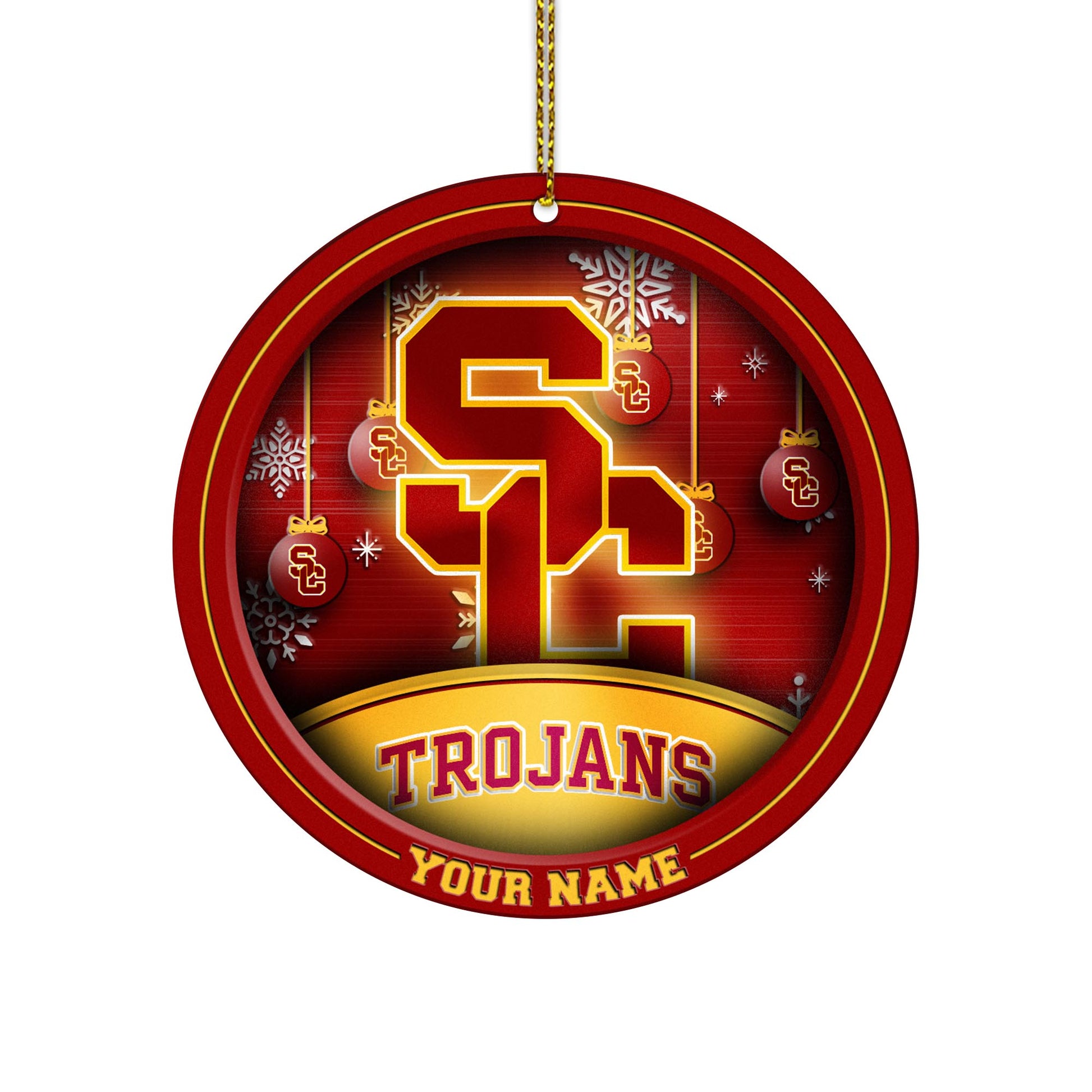 USC Trojans Circle Aluminium Custom Ornament 2 Side Trending New Arrivals H52912 ETUG311023