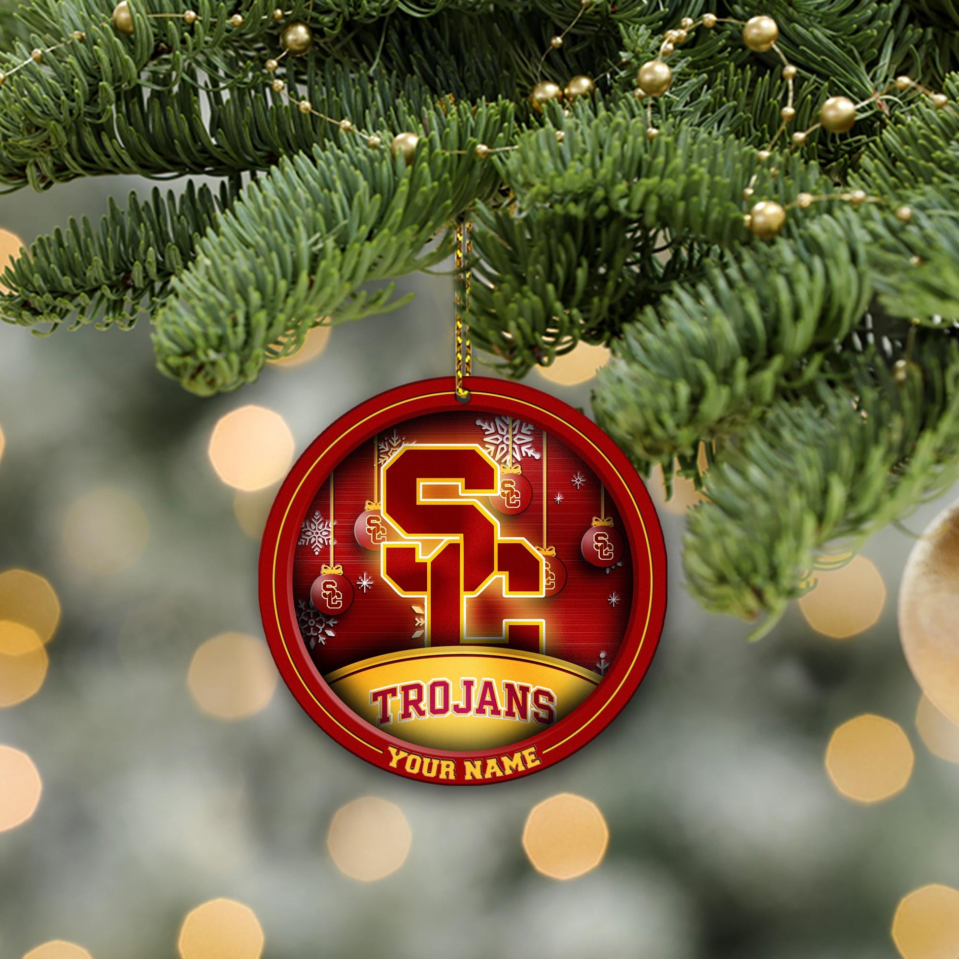 USC Trojans Circle Aluminium Custom Ornament 2 Side Trending New Arrivals H52912 ETUG311023