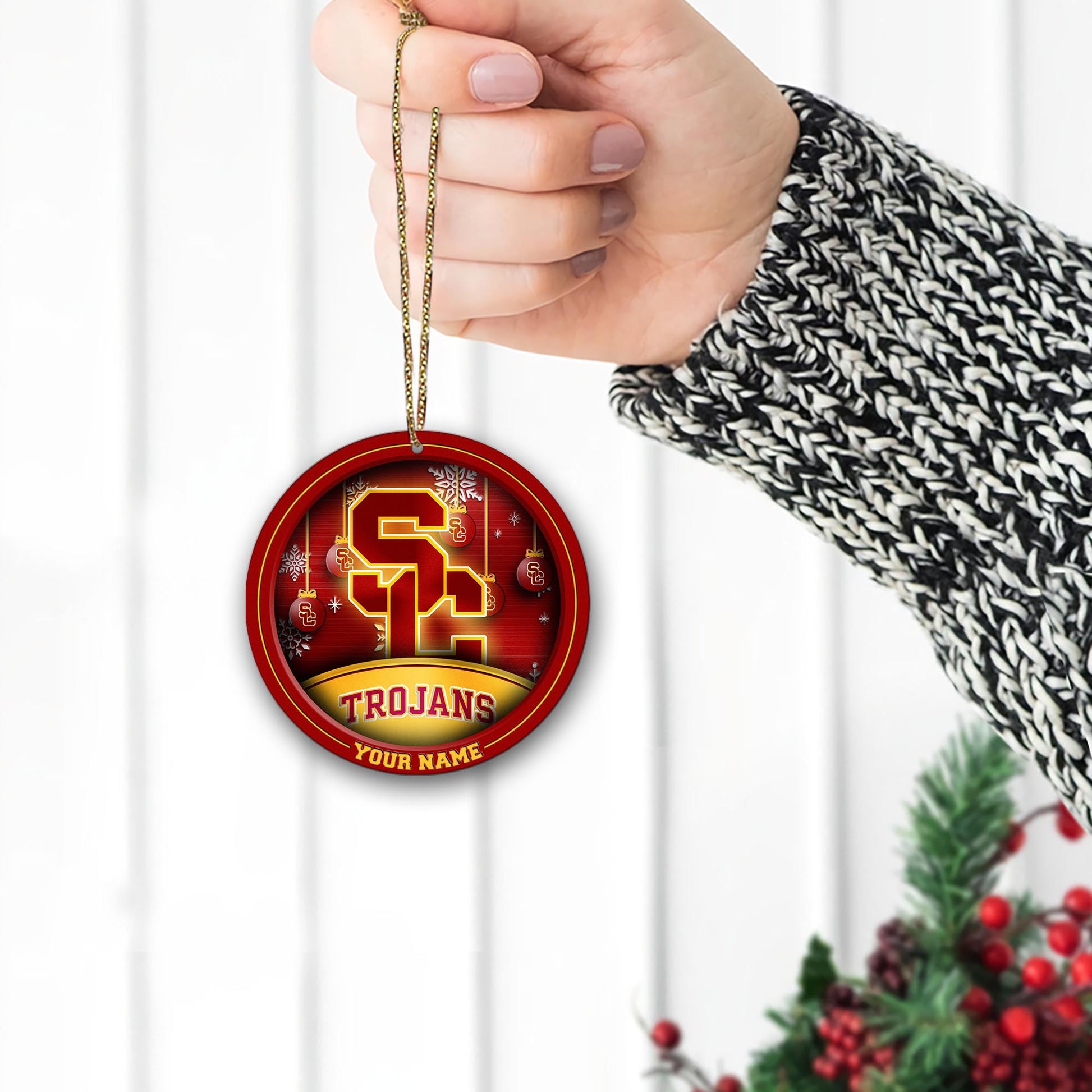 USC Trojans Circle Aluminium Custom Ornament 2 Side Trending New Arrivals H52912 ETUG311023