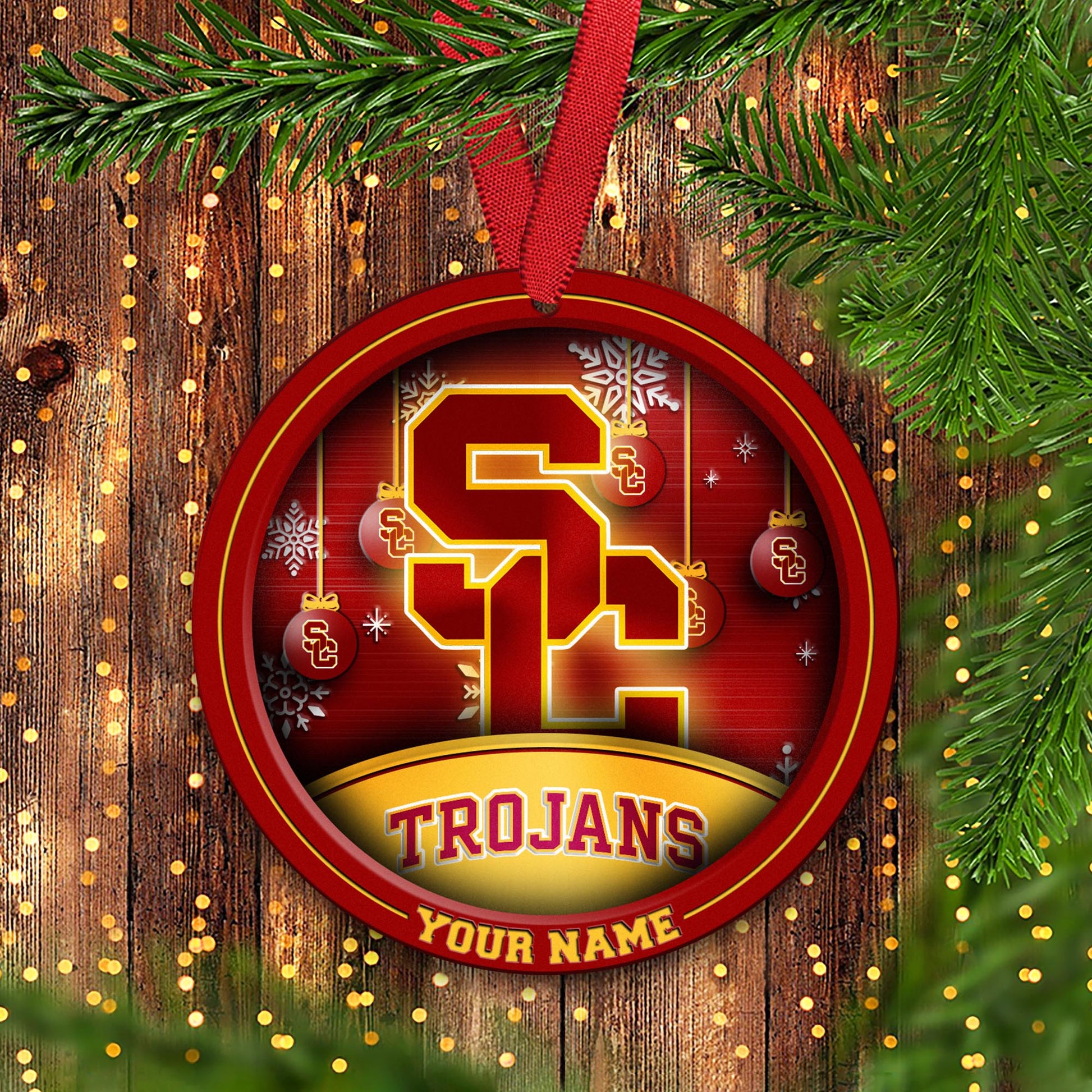 USC Trojans Circle Aluminium Custom Ornament 2 Side Trending New Arrivals H52912 ETUG311023