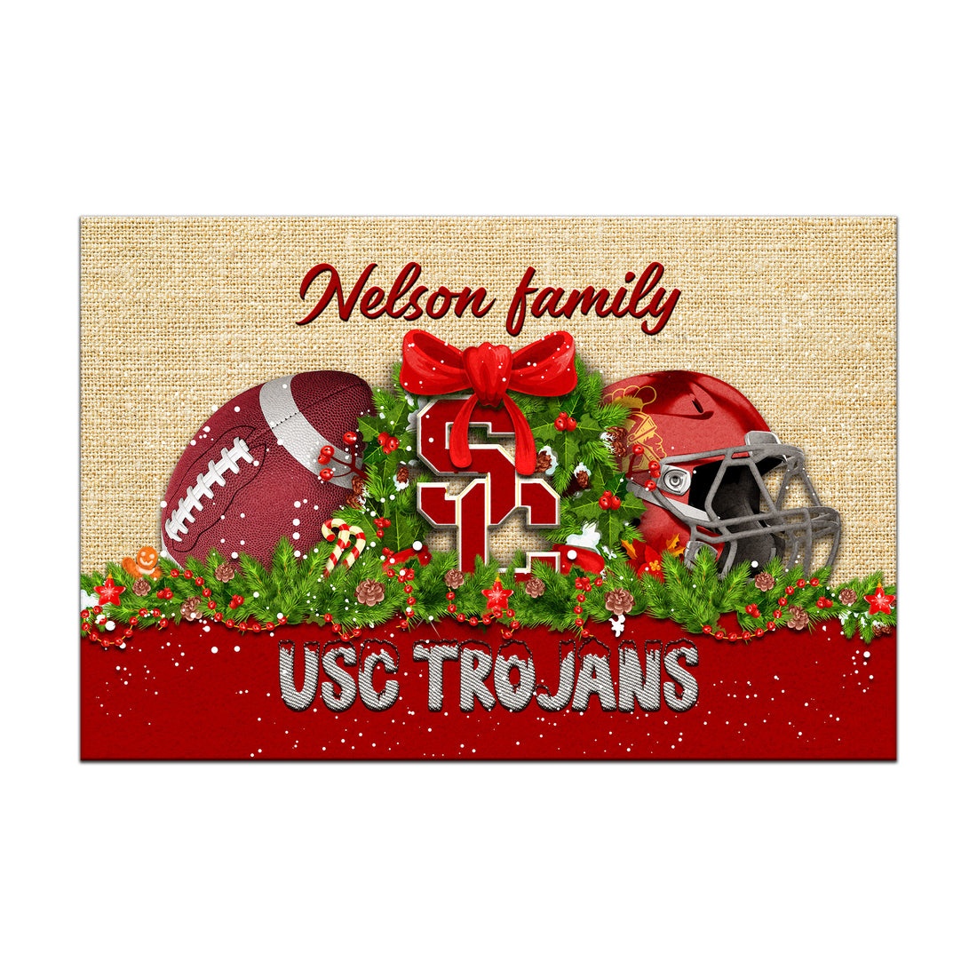 USC Trojans Doormat Personalized Your Name, Sport Team Doormat, Christmas Gifts For Football Fan, Home Decor ETHY-52726
