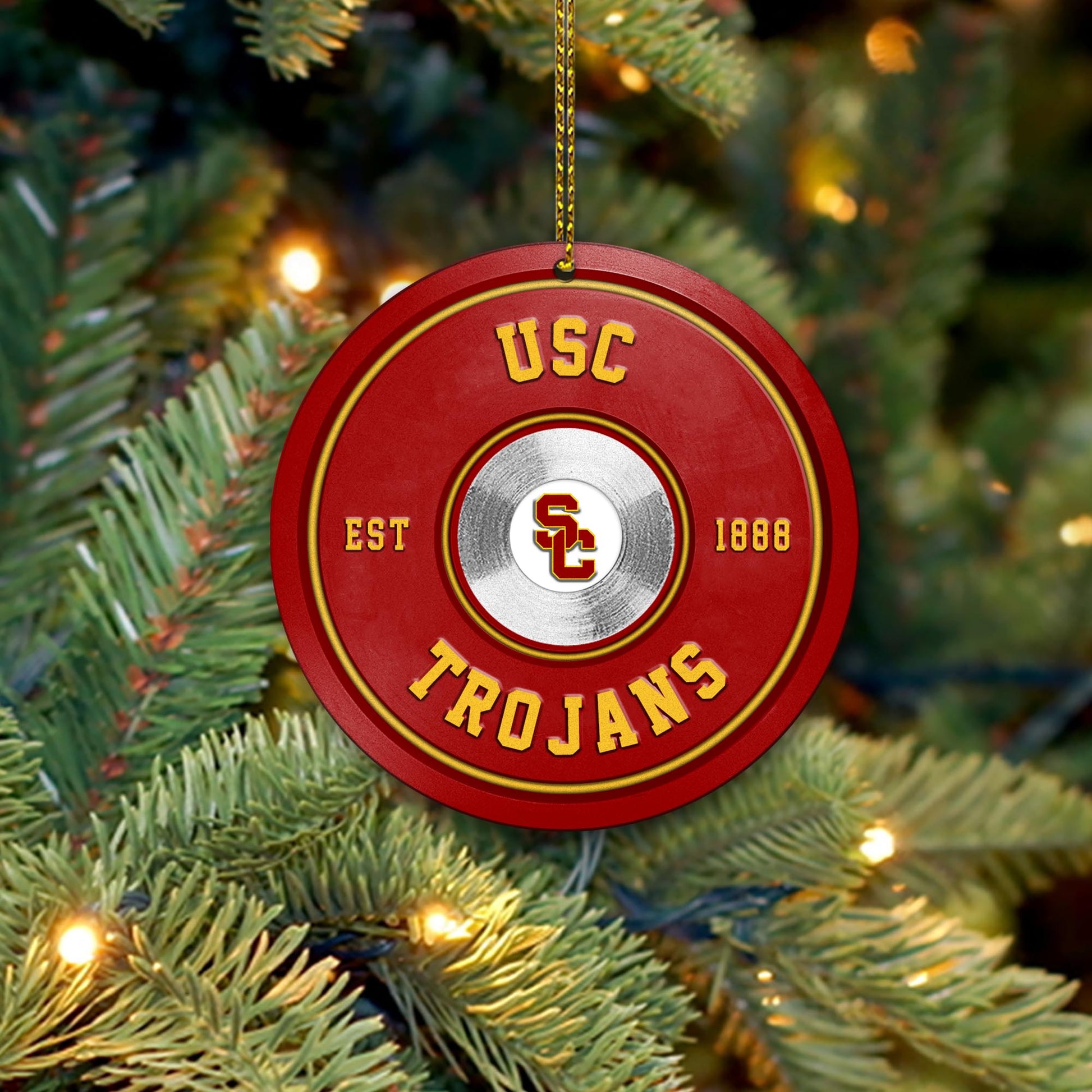 USC Trojans Fitness Circle Aluminium Ornament 2 Side Trending New Arrivals H52883 ETUG311023