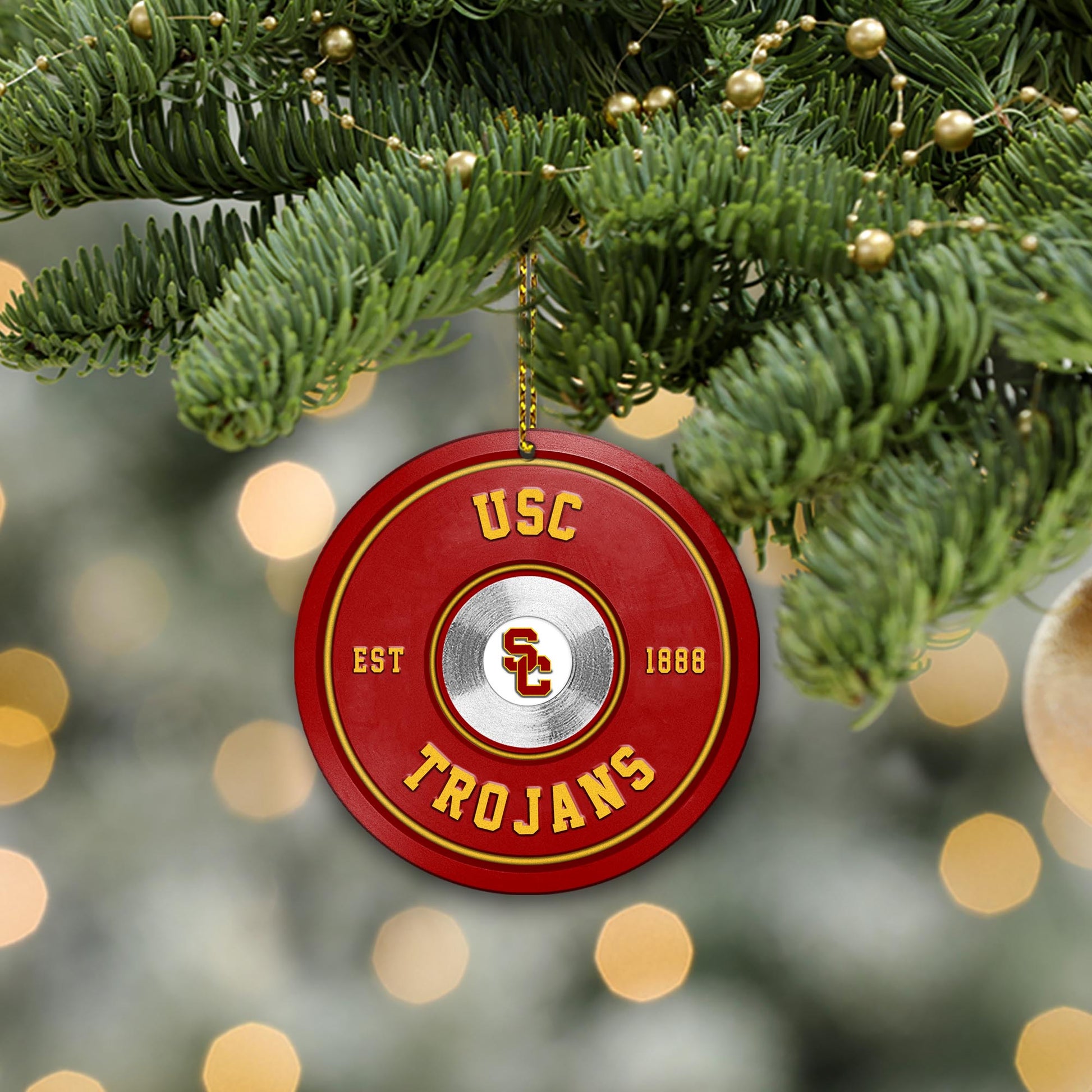 USC Trojans Fitness Circle Aluminium Ornament 2 Side Trending New Arrivals H52883 ETUG311023