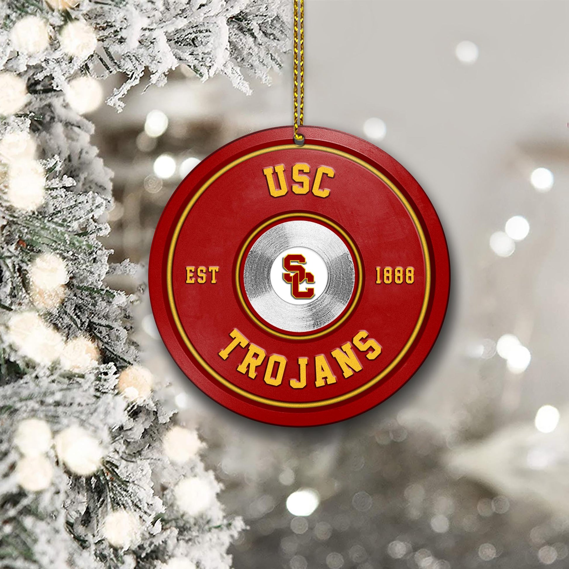 USC Trojans Fitness Circle Aluminium Ornament 2 Side Trending New Arrivals H52883 ETUG311023