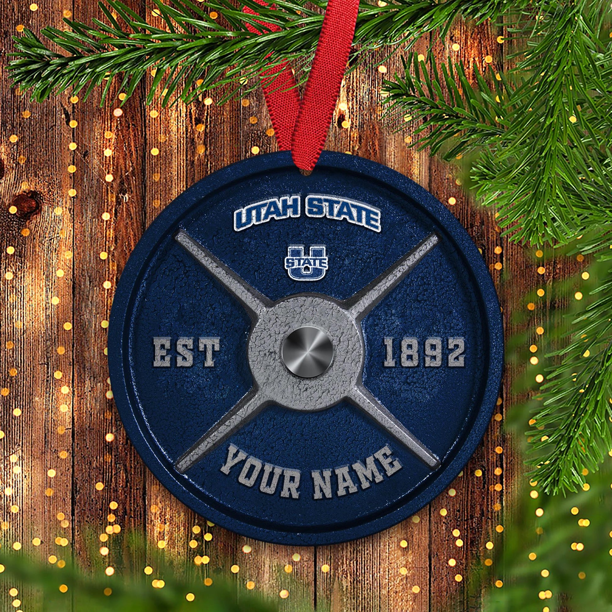 Utah State Aggies Fitness Circle Aluminium Custom Ornament 2 Side Trending New Arrivals H52884 ETUG311023