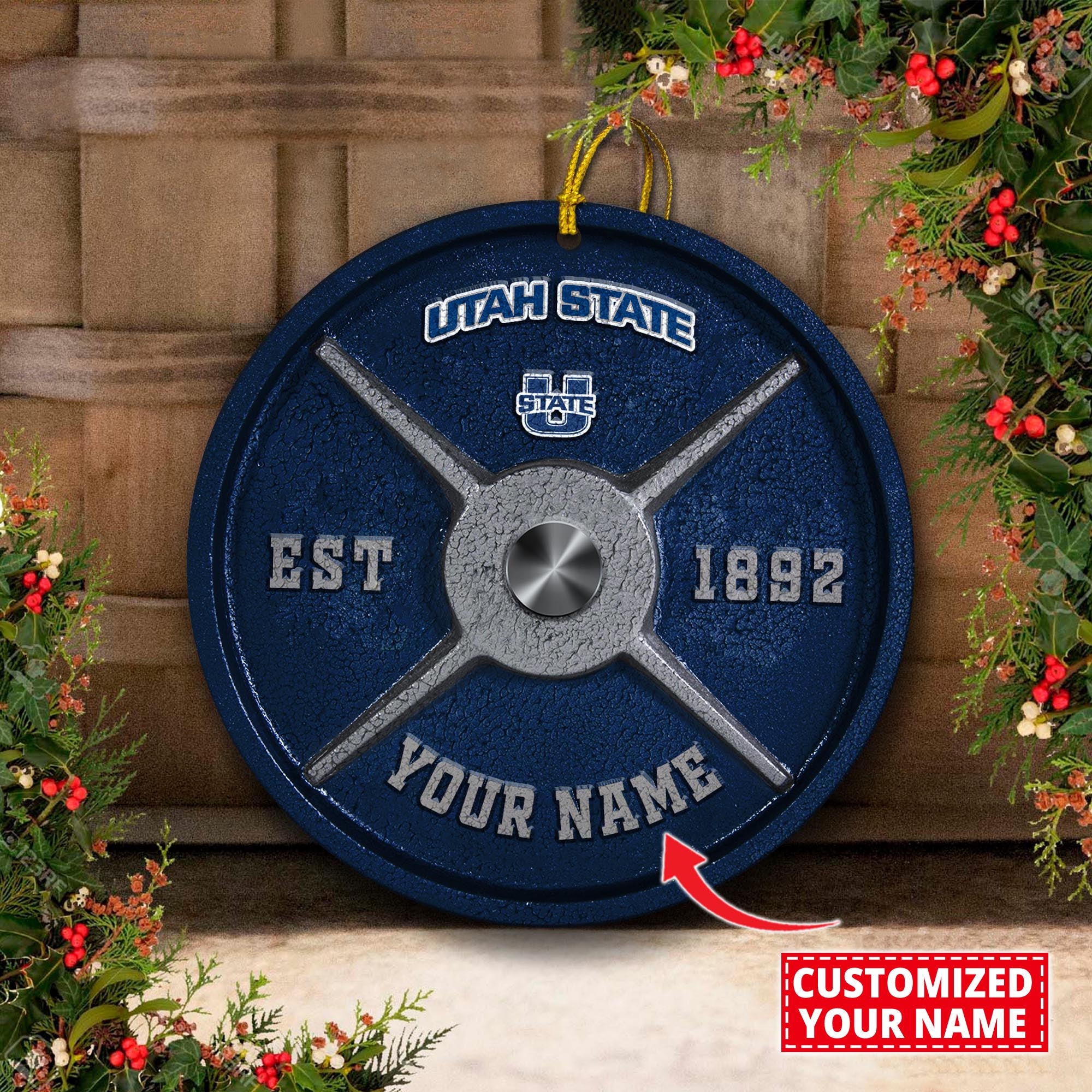 Utah State Aggies Fitness Circle Aluminium Custom Ornament 2 Side Trending New Arrivals H52884 ETUG311023