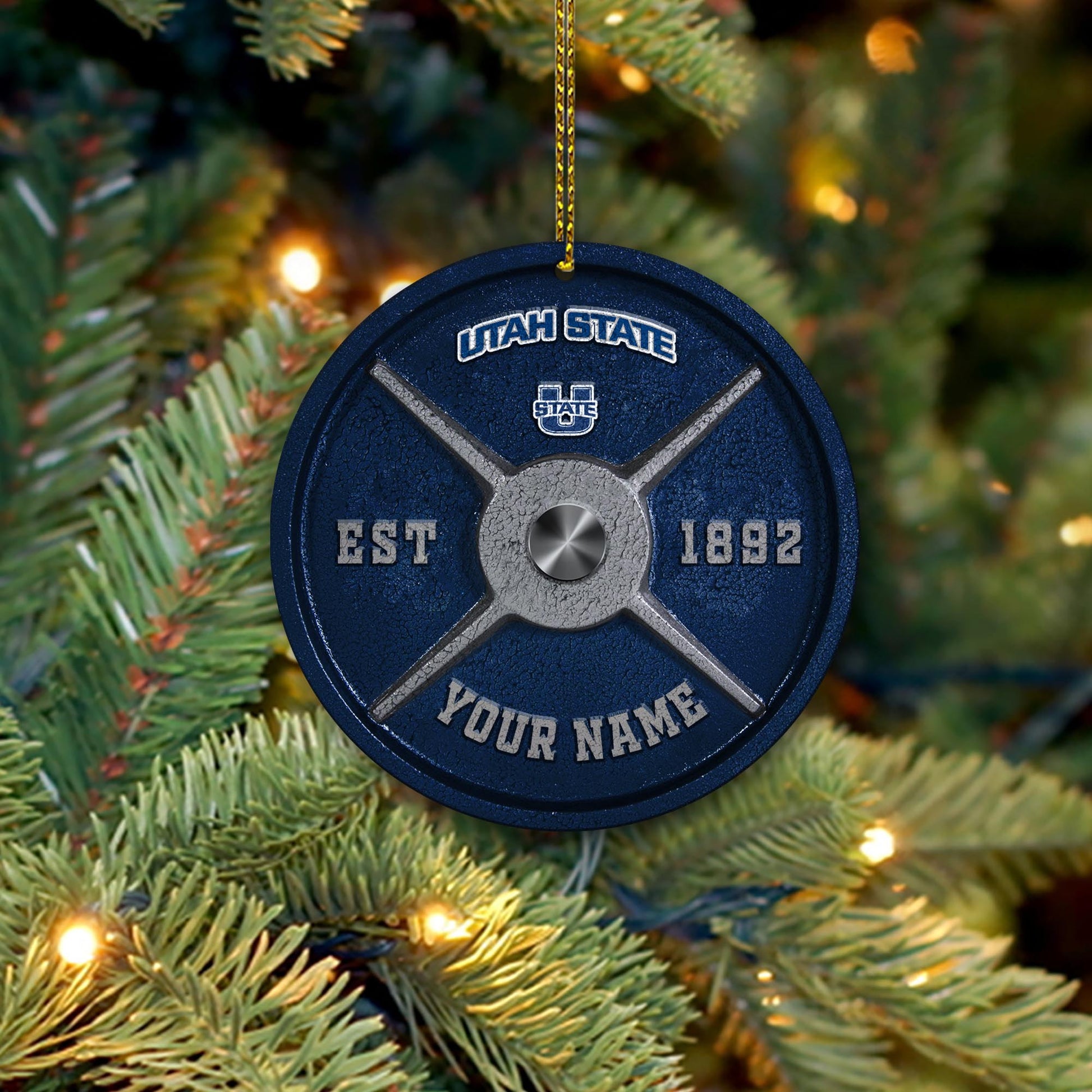 Utah State Aggies Fitness Circle Aluminium Custom Ornament 2 Side Trending New Arrivals H52884 ETUG311023