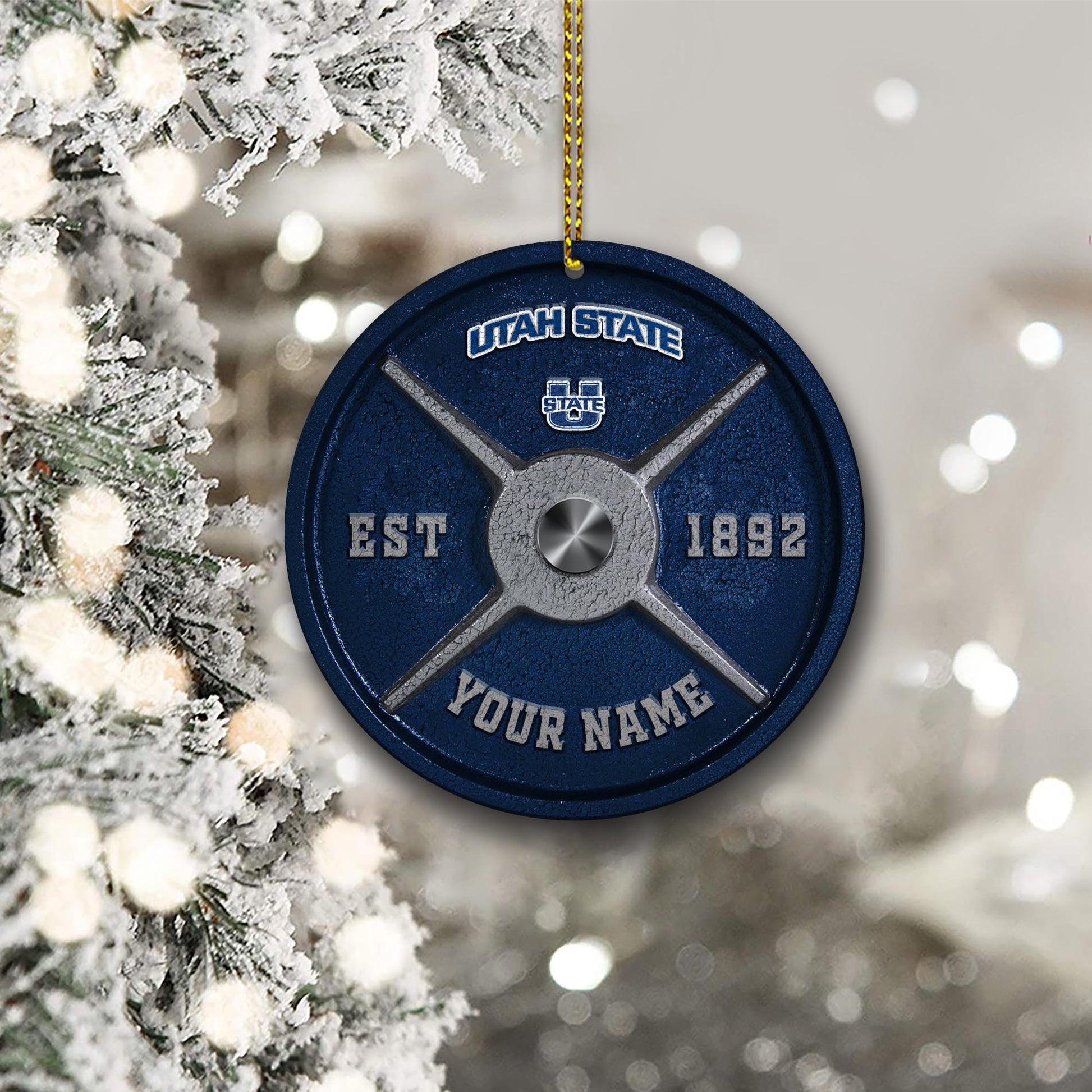 Utah State Aggies Fitness Circle Aluminium Custom Ornament 2 Side Trending New Arrivals H52884 ETUG311023