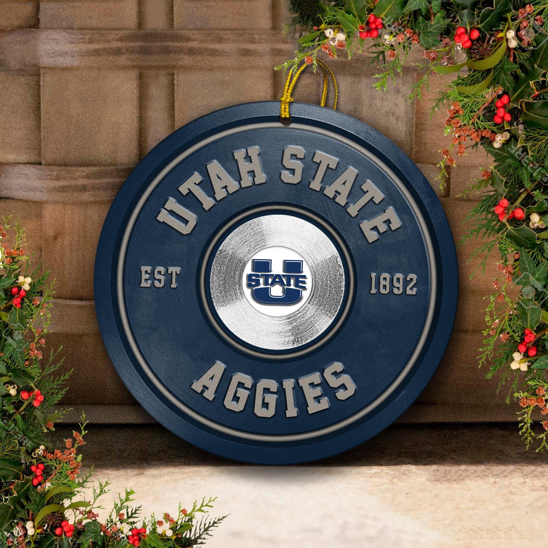 Utah State Aggies Fitness Circle Aluminium Ornament 2 Side Trending New Arrivals H52883 ETUG311023