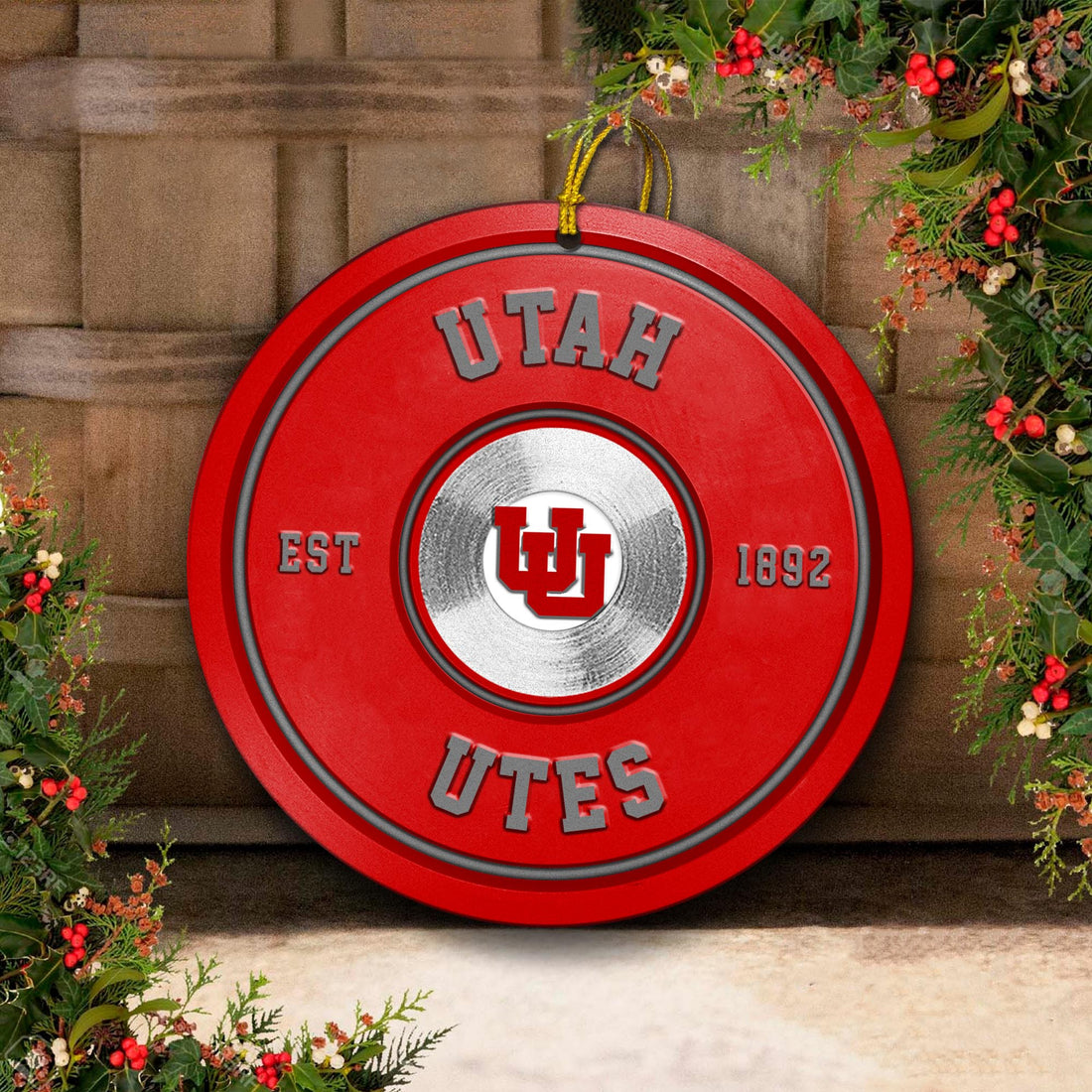 Utah Utes Fitness Circle Aluminium Ornament 2 Side Trending New Arrivals H52883 ETUG311023