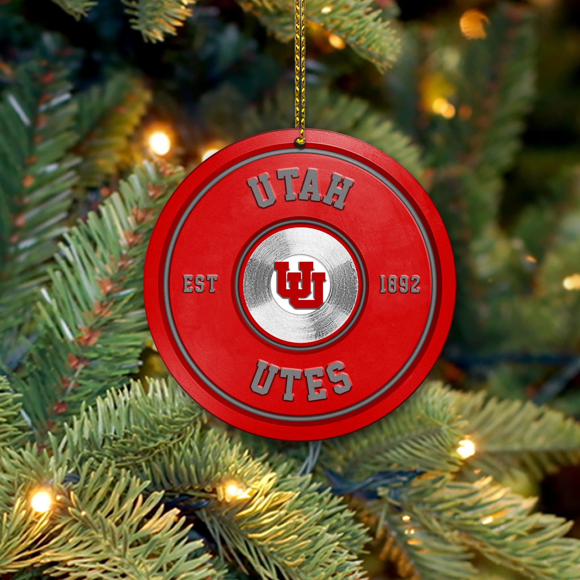 Utah Utes Fitness Circle Aluminium Ornament 2 Side Trending New Arrivals H52883 ETUG311023