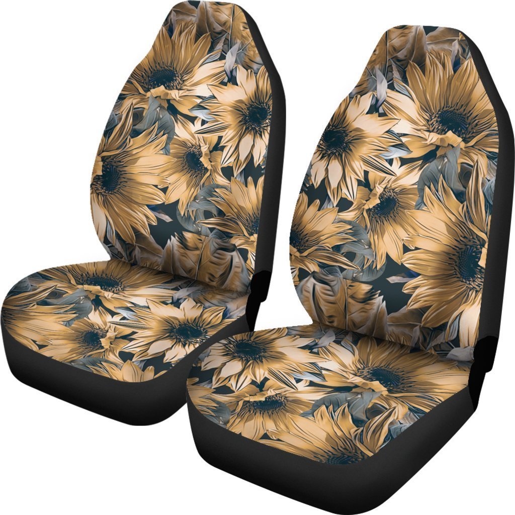 Vintage Sunflower Pattern Print Universal Fit Car Seat Covers GearFrost