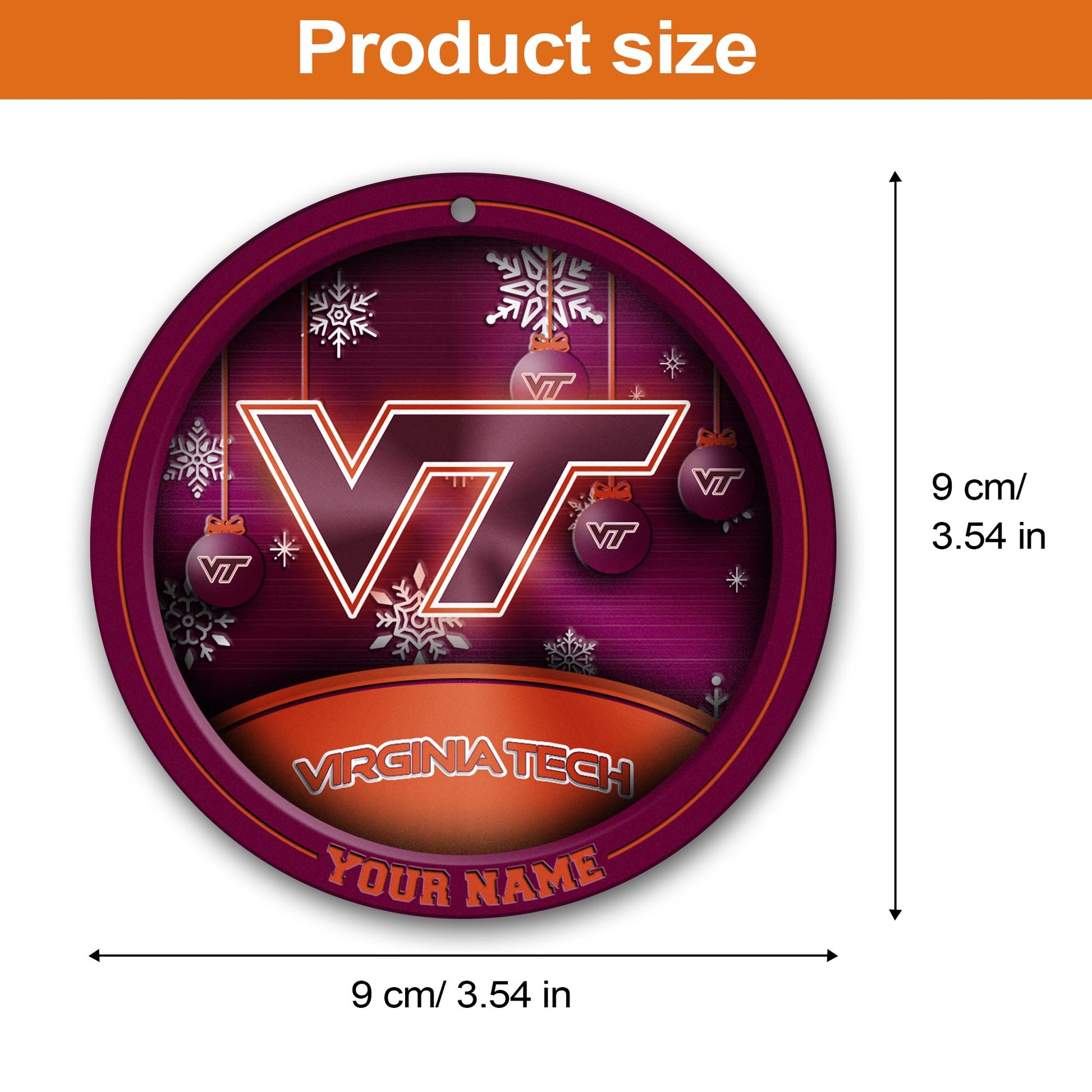 Virginia Tech Hokies Circle Aluminium Custom Ornament 2 Side Trending New Arrivals H52912 ETUG311023