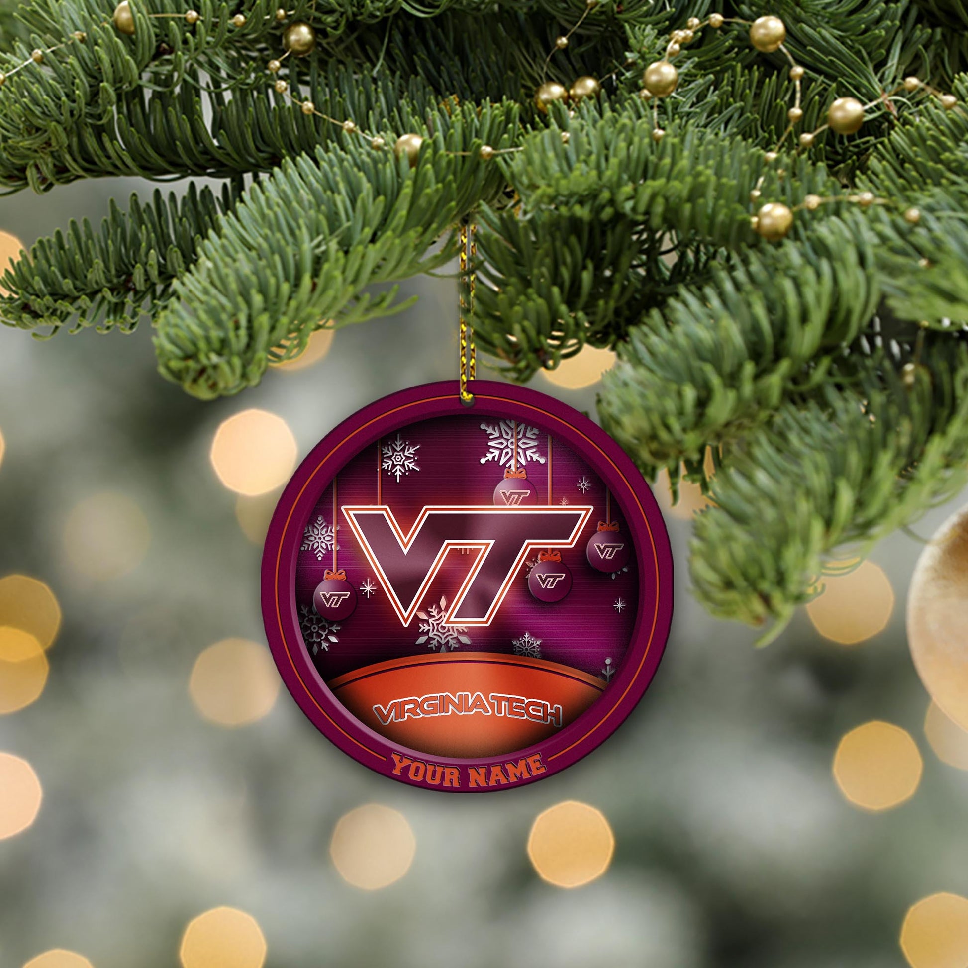 Virginia Tech Hokies Circle Aluminium Custom Ornament 2 Side Trending New Arrivals H52912 ETUG311023