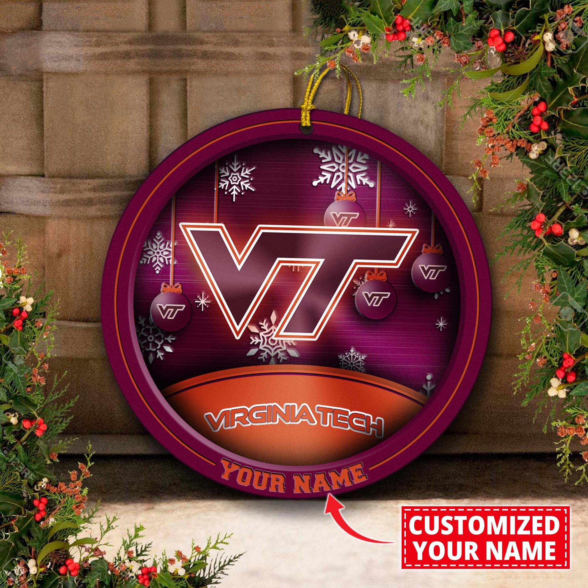 Virginia Tech Hokies Circle Aluminium Custom Ornament 2 Side Trending New Arrivals H52912 ETUG311023