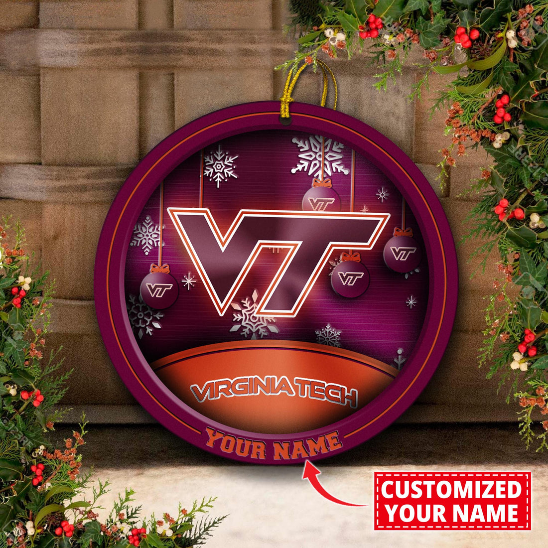 Virginia Tech Hokies Circle Aluminium Custom Ornament 2 Side Trending New Arrivals H52912 ETUG311023