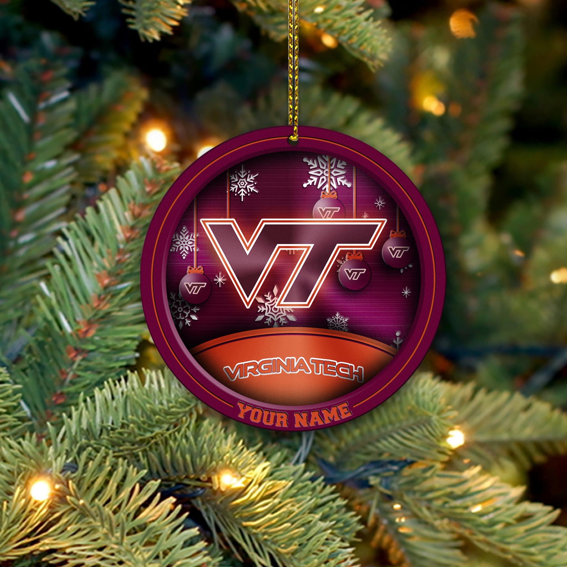 Virginia Tech Hokies Circle Aluminium Custom Ornament 2 Side Trending New Arrivals H52912 ETUG311023