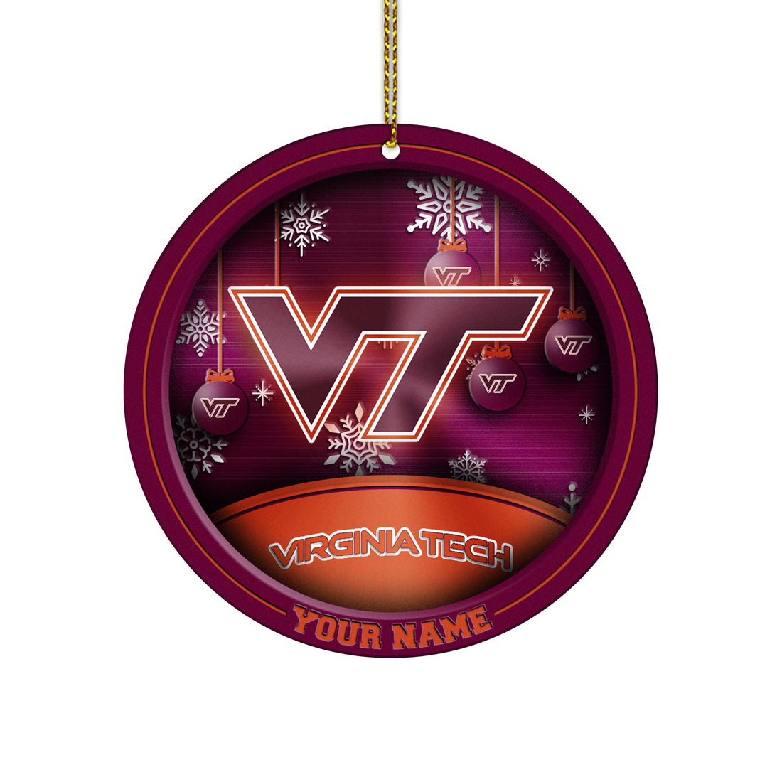 Virginia Tech Hokies Circle Aluminium Custom Ornament 2 Side Trending New Arrivals H52912 ETUG311023