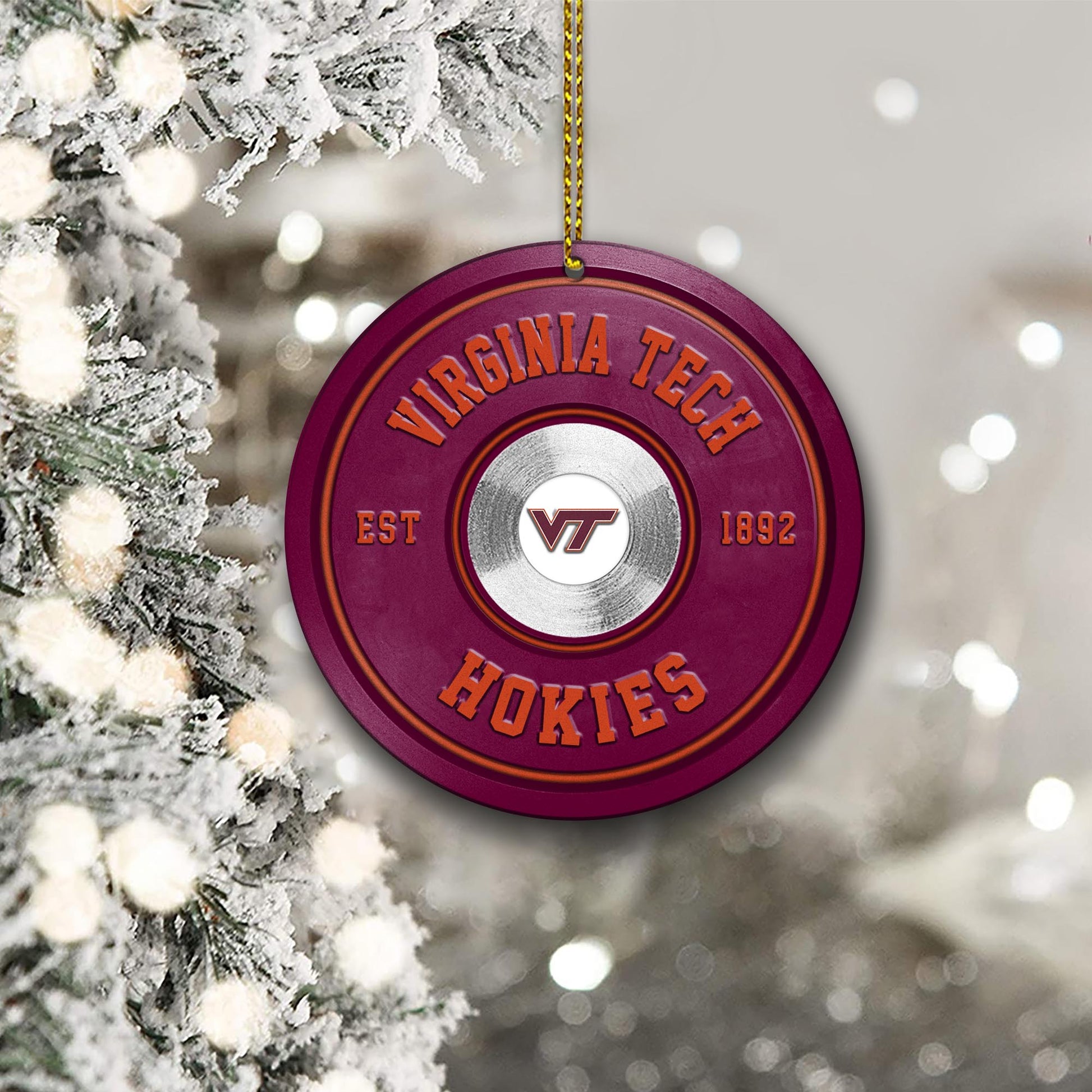 Virginia Tech Hokies Fitness Circle Aluminium Ornament 2 Side Trending New Arrivals H52883 ETUG311023