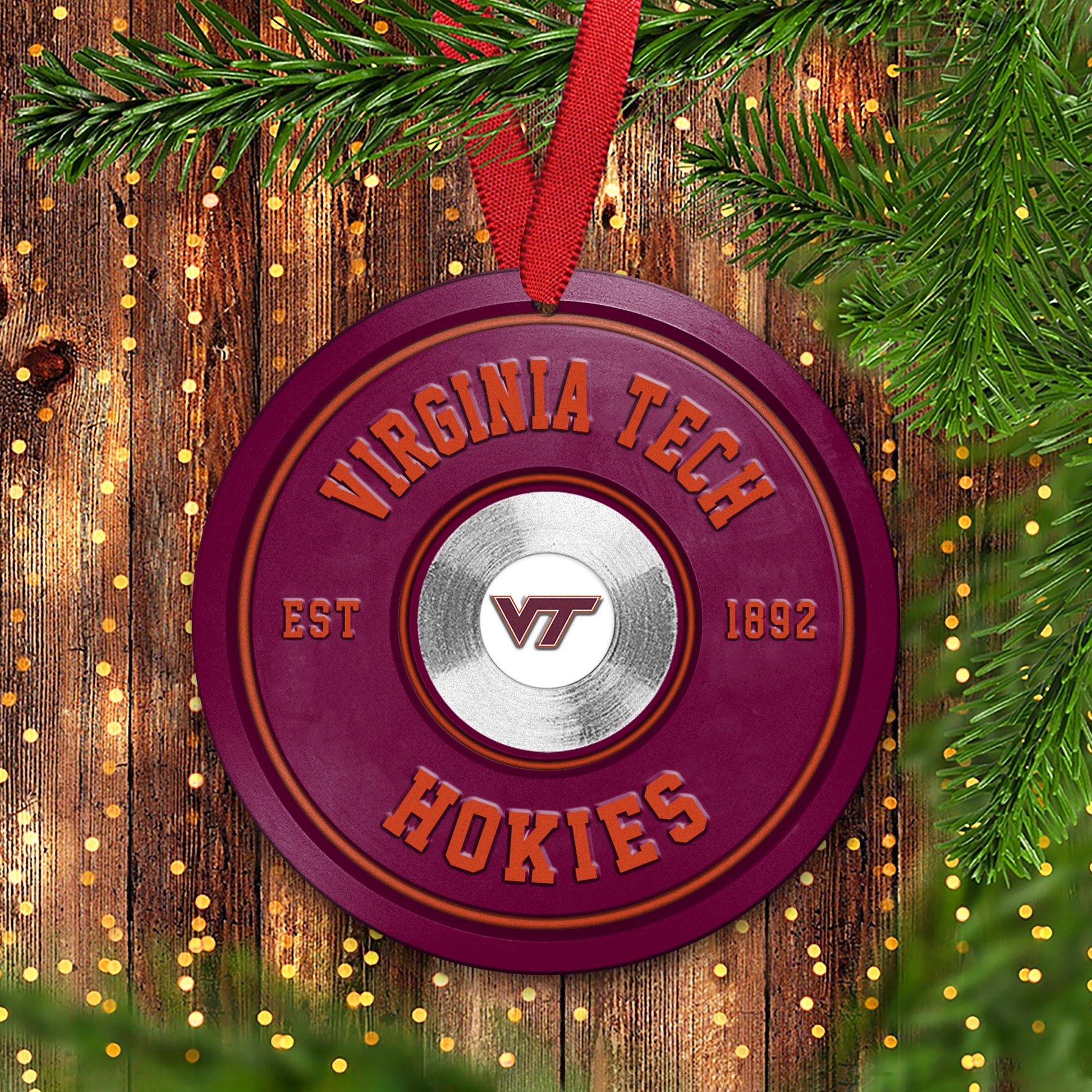 Virginia Tech Hokies Fitness Circle Aluminium Ornament 2 Side Trending New Arrivals H52883 ETUG311023