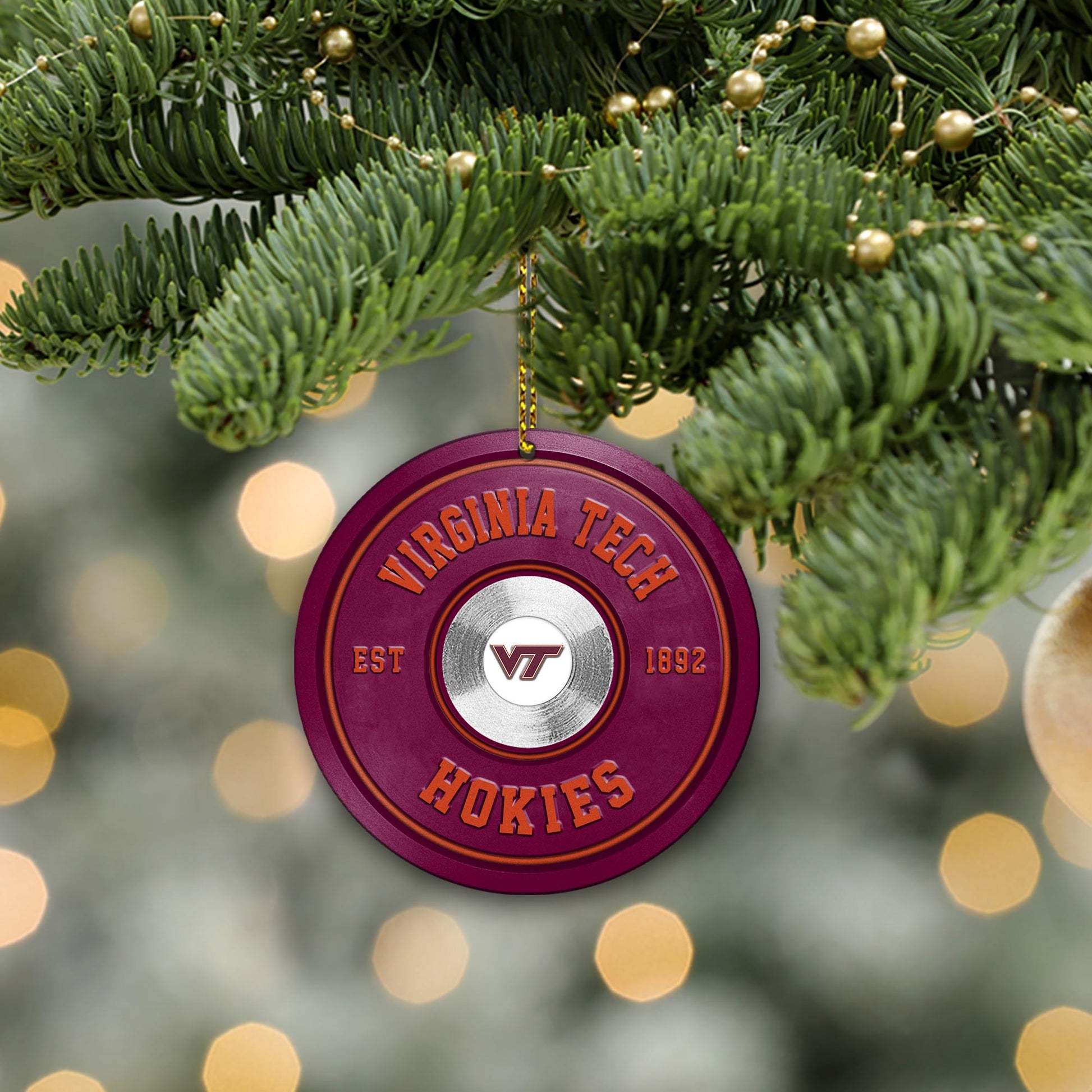 Virginia Tech Hokies Fitness Circle Aluminium Ornament 2 Side Trending New Arrivals H52883 ETUG311023