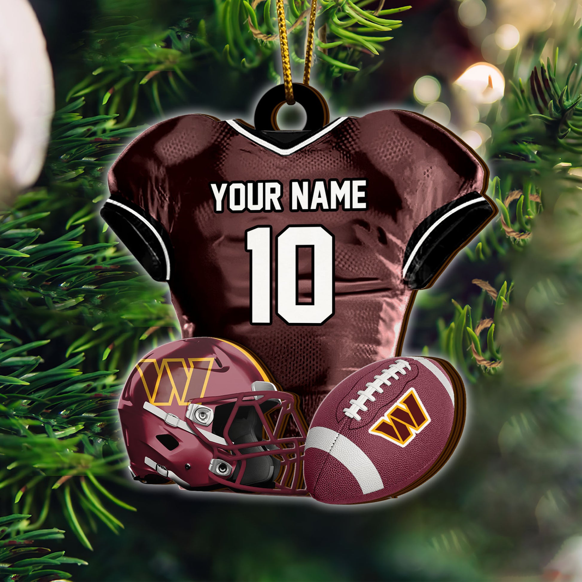 Washington Commanders 2 Layered Piece Wooden Ornament Custom Name And Number, Sport Team Ornament, Sport Gifts ETRG-52175