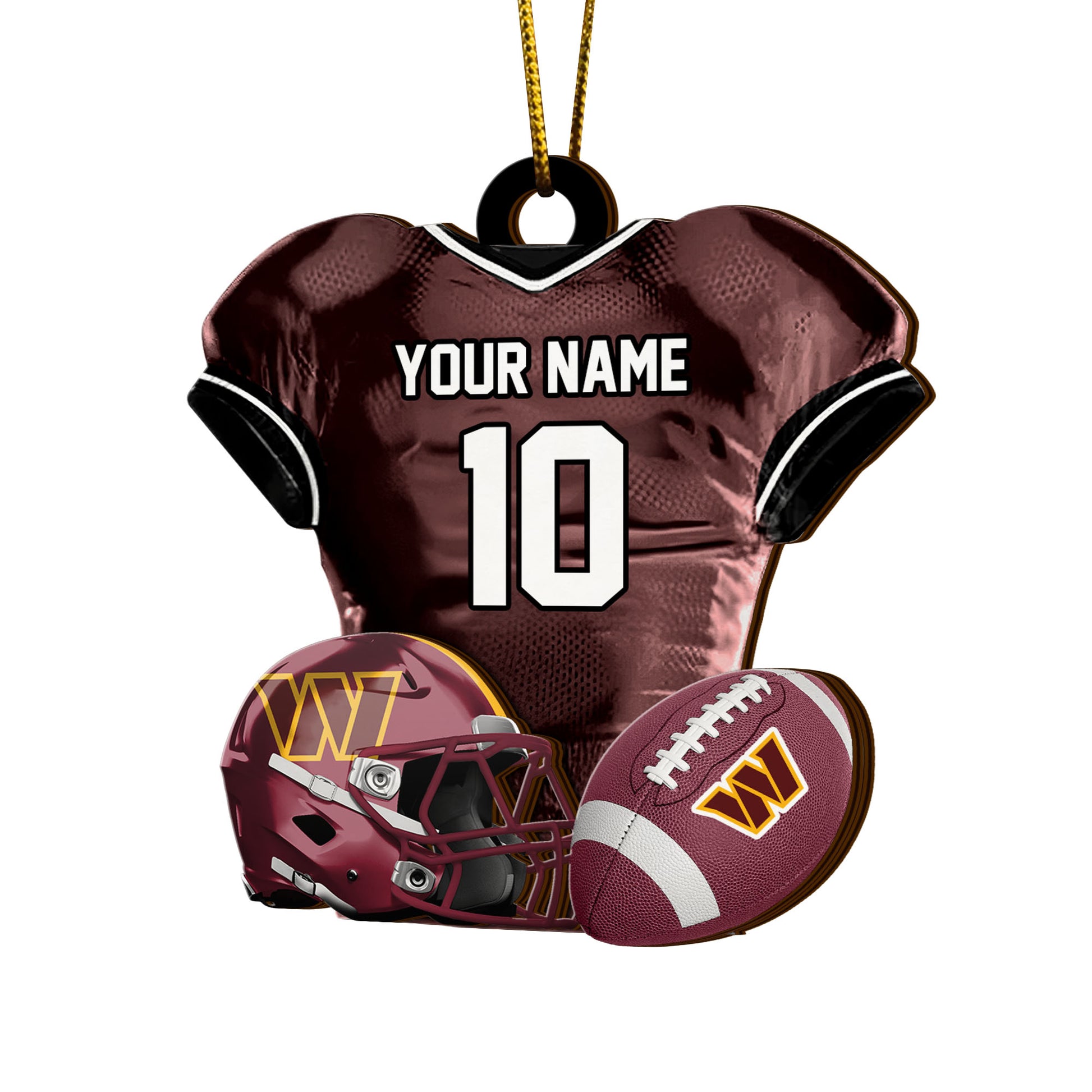 Washington Commanders 2 Layered Piece Wooden Ornament Custom Name And Number, Sport Team Ornament, Sport Gifts ETRG-52175