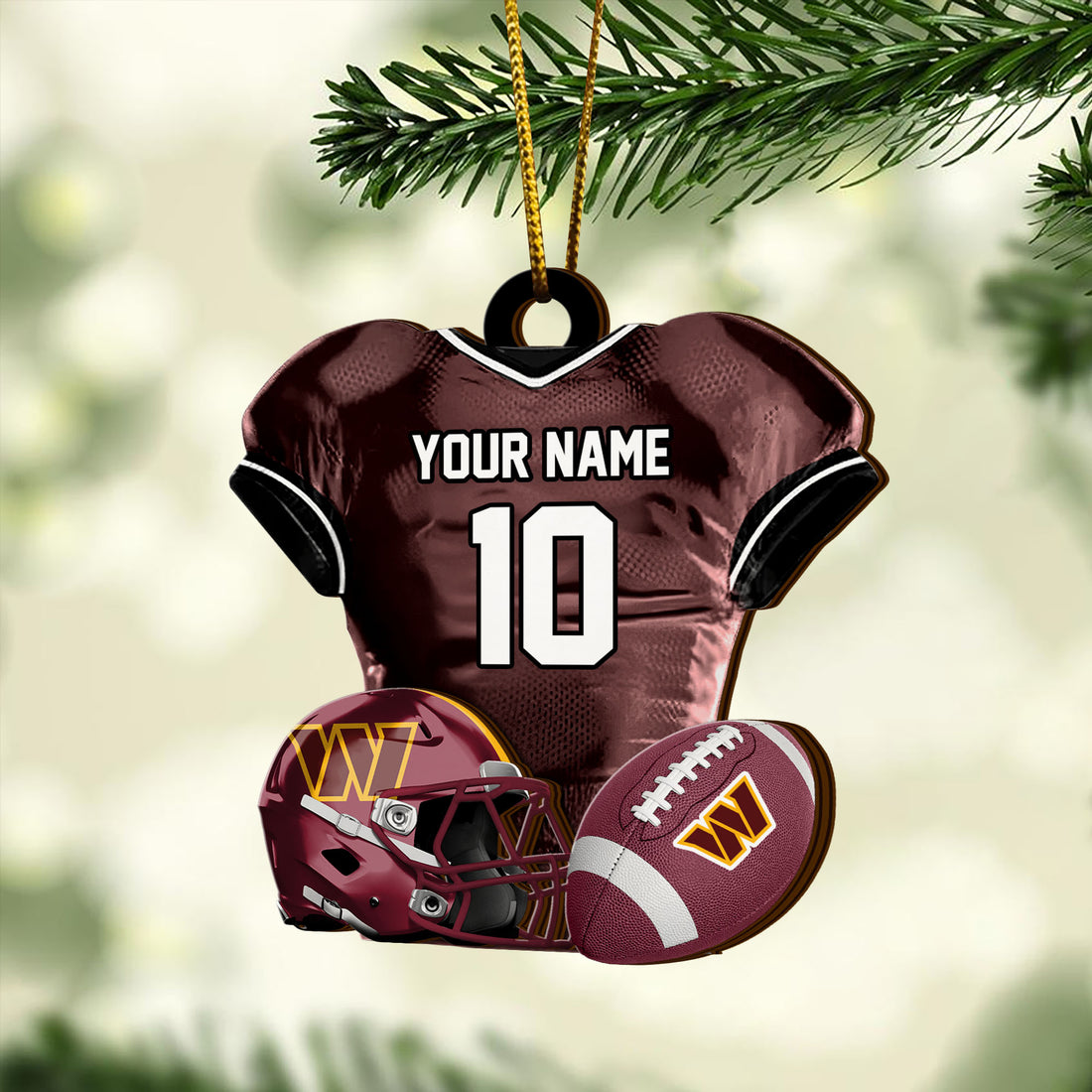 Washington Commanders 2 Layered Piece Wooden Ornament Custom Name And Number, Sport Team Ornament, Sport Gifts ETRG-52175