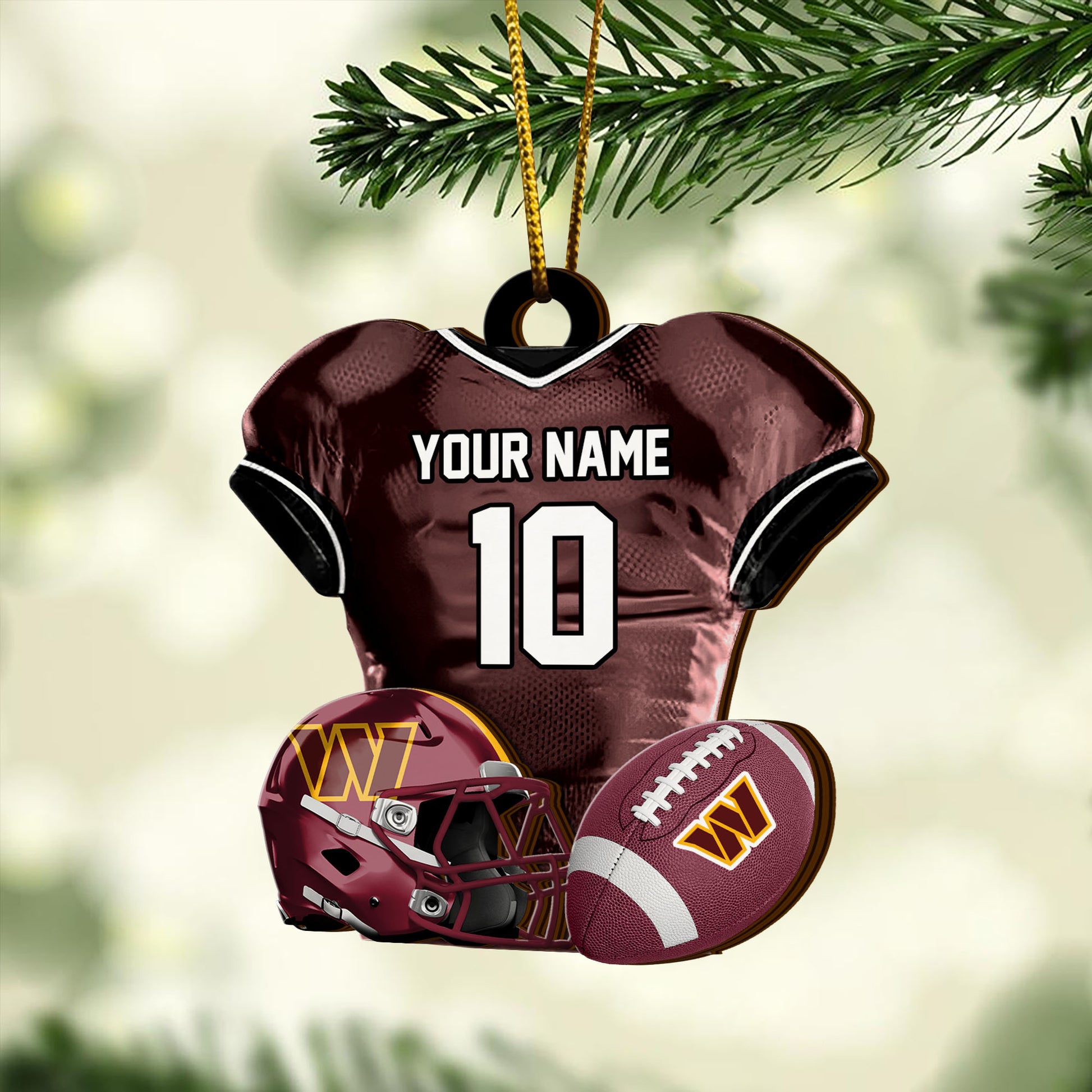 Washington Commanders 2 Layered Piece Wooden Ornament Custom Name And Number, Sport Team Ornament, Sport Gifts ETRG-52175