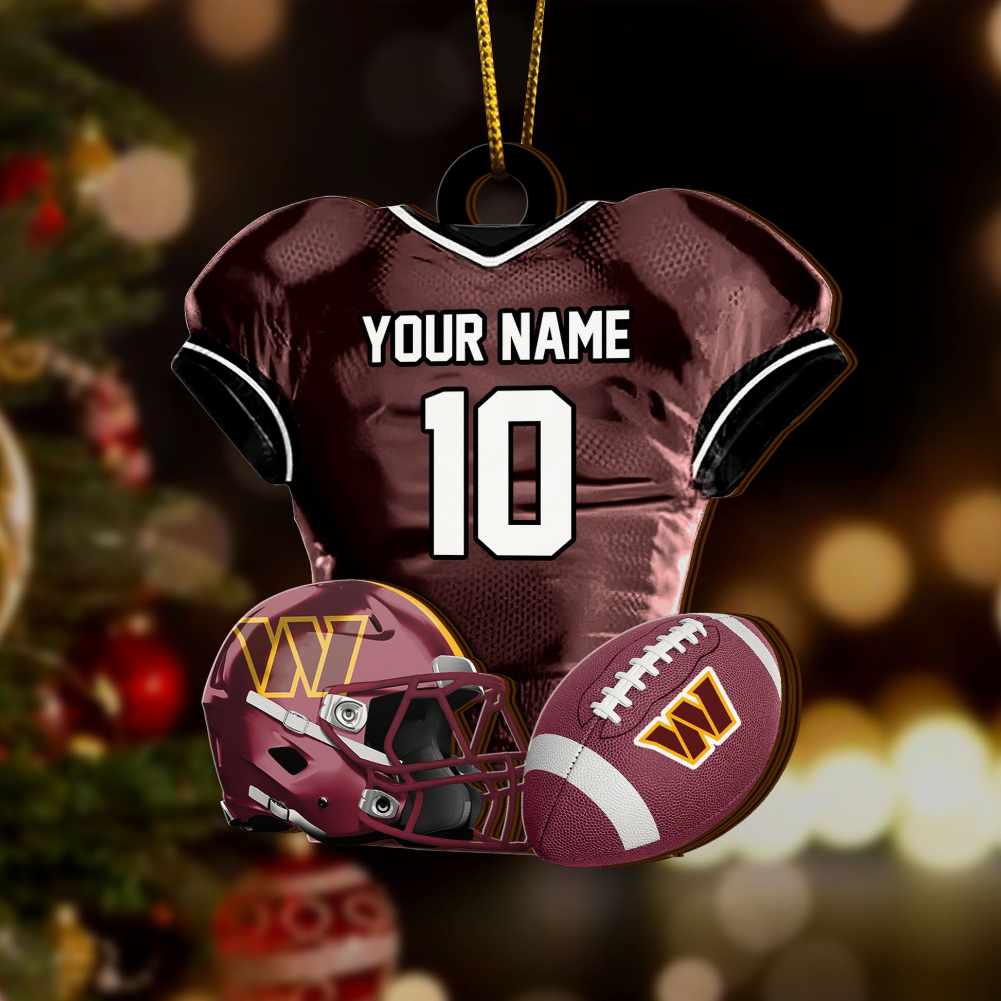Washington Commanders 2 Layered Piece Wooden Ornament Custom Name And Number, Sport Team Ornament, Sport Gifts ETRG-52175
