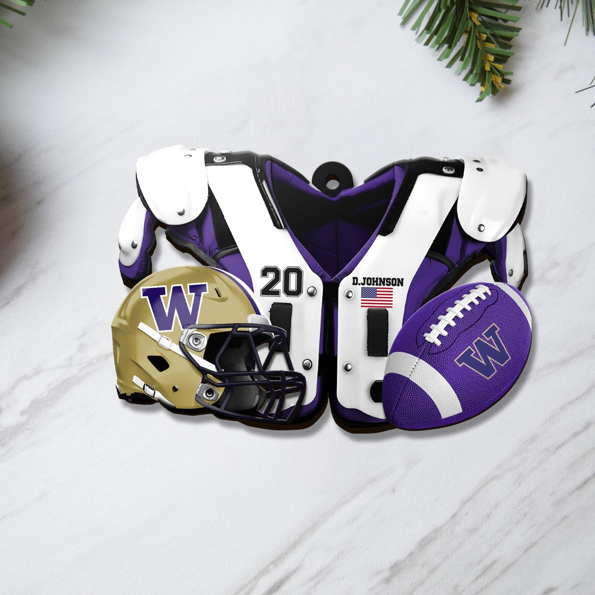 Washington Huskies 3 Layered Piece Wooden Ornament Custom Your Name And Number, Sport Ornament, Fan Gifts, Hanging Decorations ETRG-51982