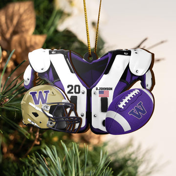 Washington Huskies 3 Layered Piece Wooden Ornament Custom Your Name And Number, Sport Ornament, Fan Gifts, Hanging Decorations ETRG-51982