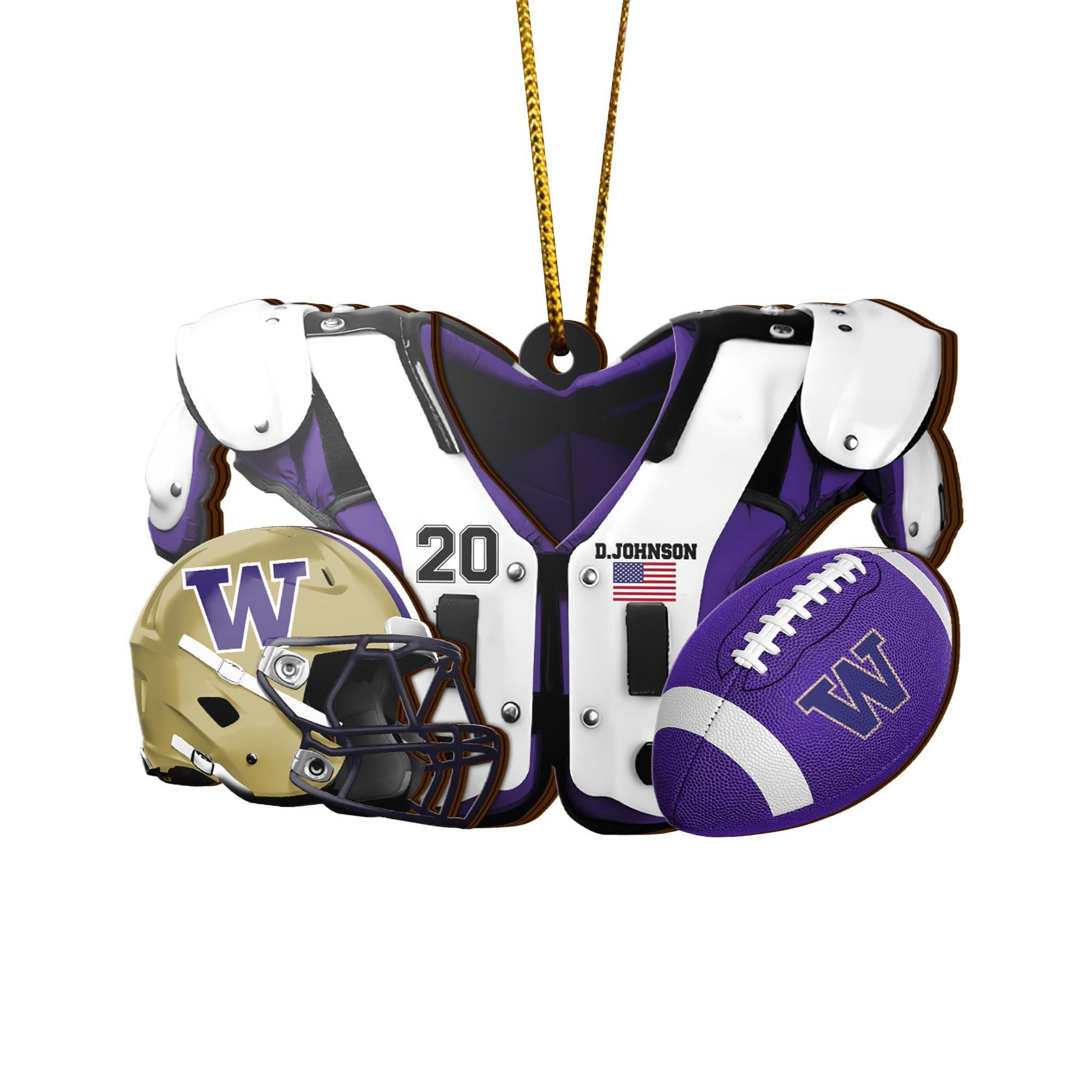 Washington Huskies 3 Layered Piece Wooden Ornament Custom Your Name And Number, Sport Ornament, Fan Gifts, Hanging Decorations ETRG-51982