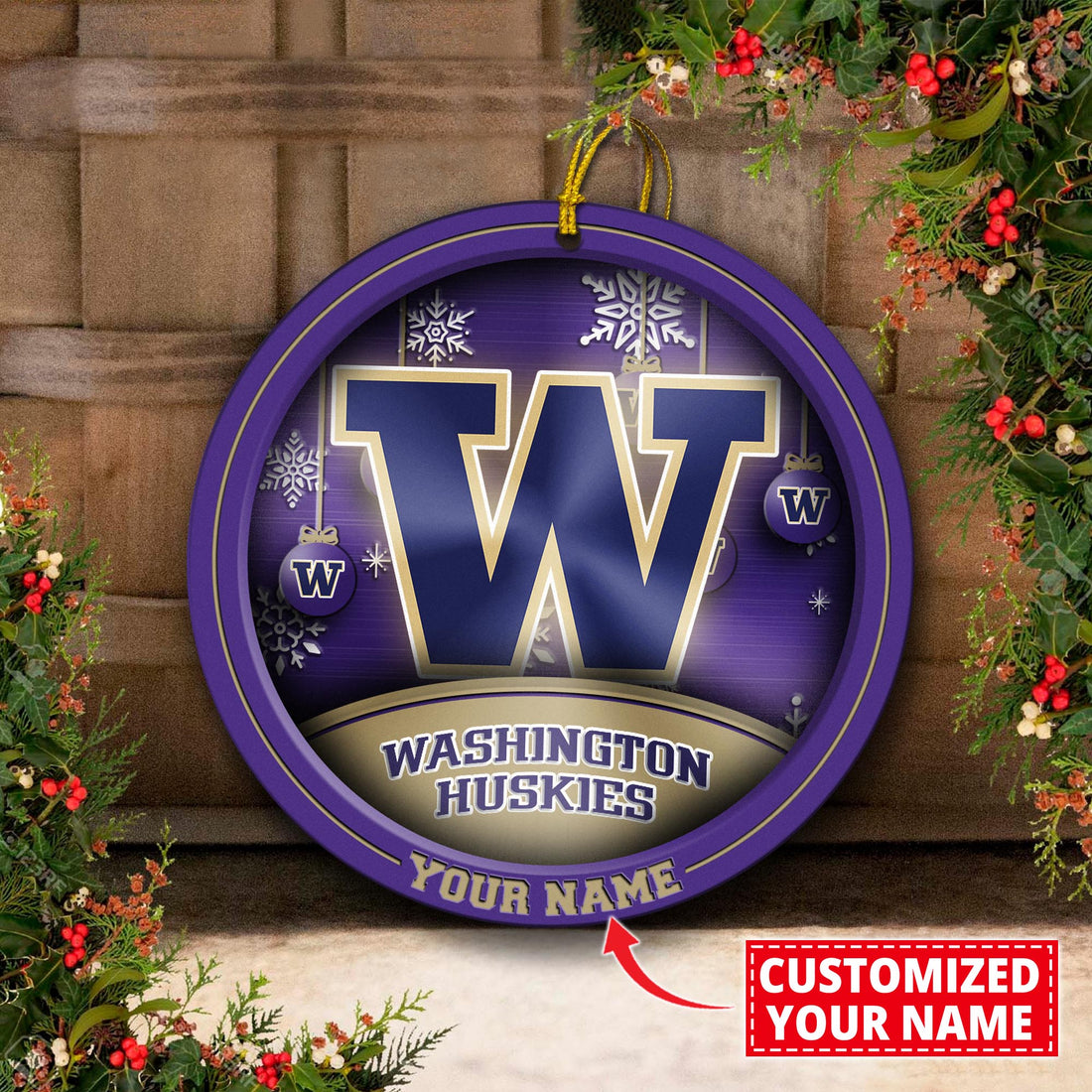 Washington Huskies Circle Aluminium Custom Ornament 2 Side Trending New Arrivals H52912 ETUG311023