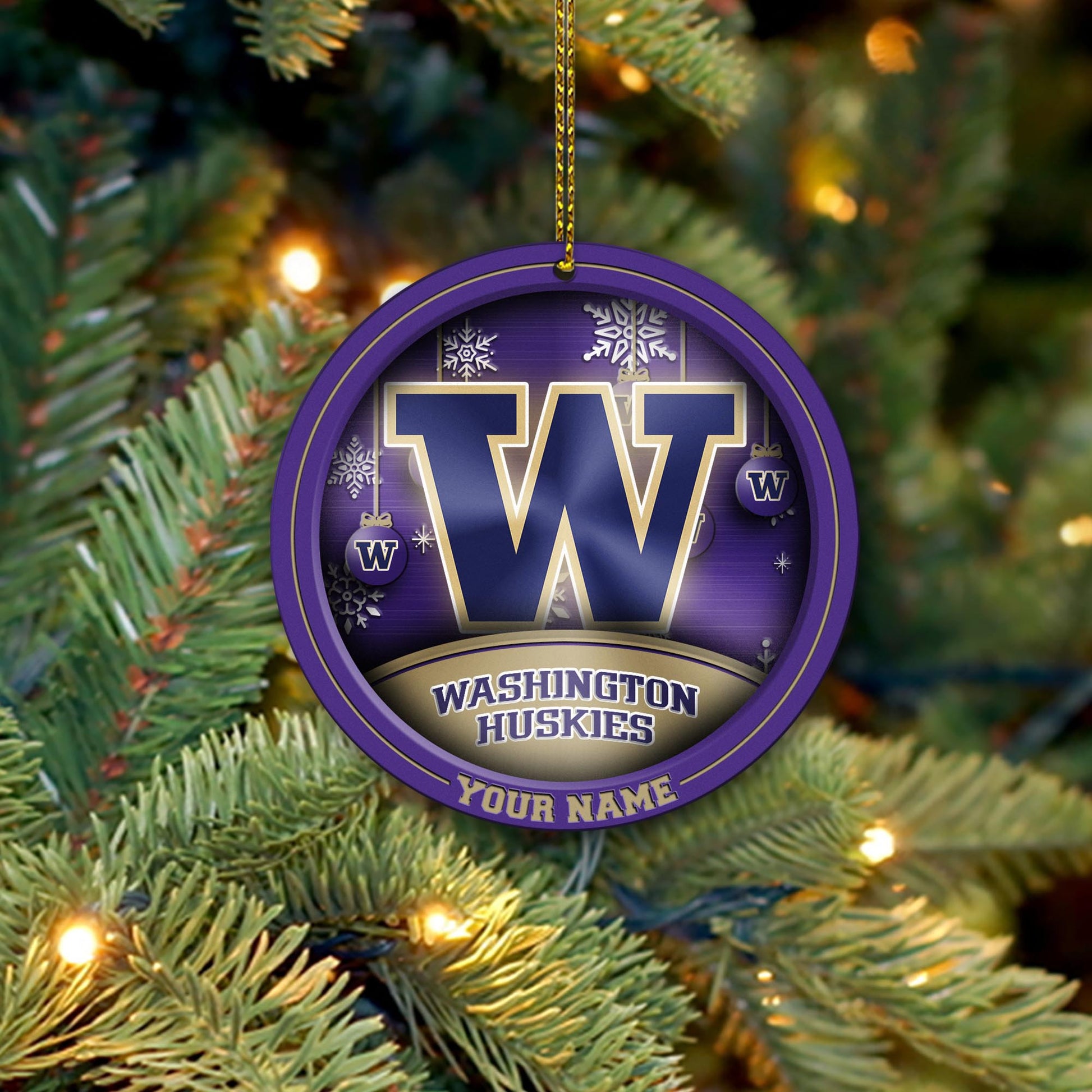 Washington Huskies Circle Aluminium Custom Ornament 2 Side Trending New Arrivals H52912 ETUG311023