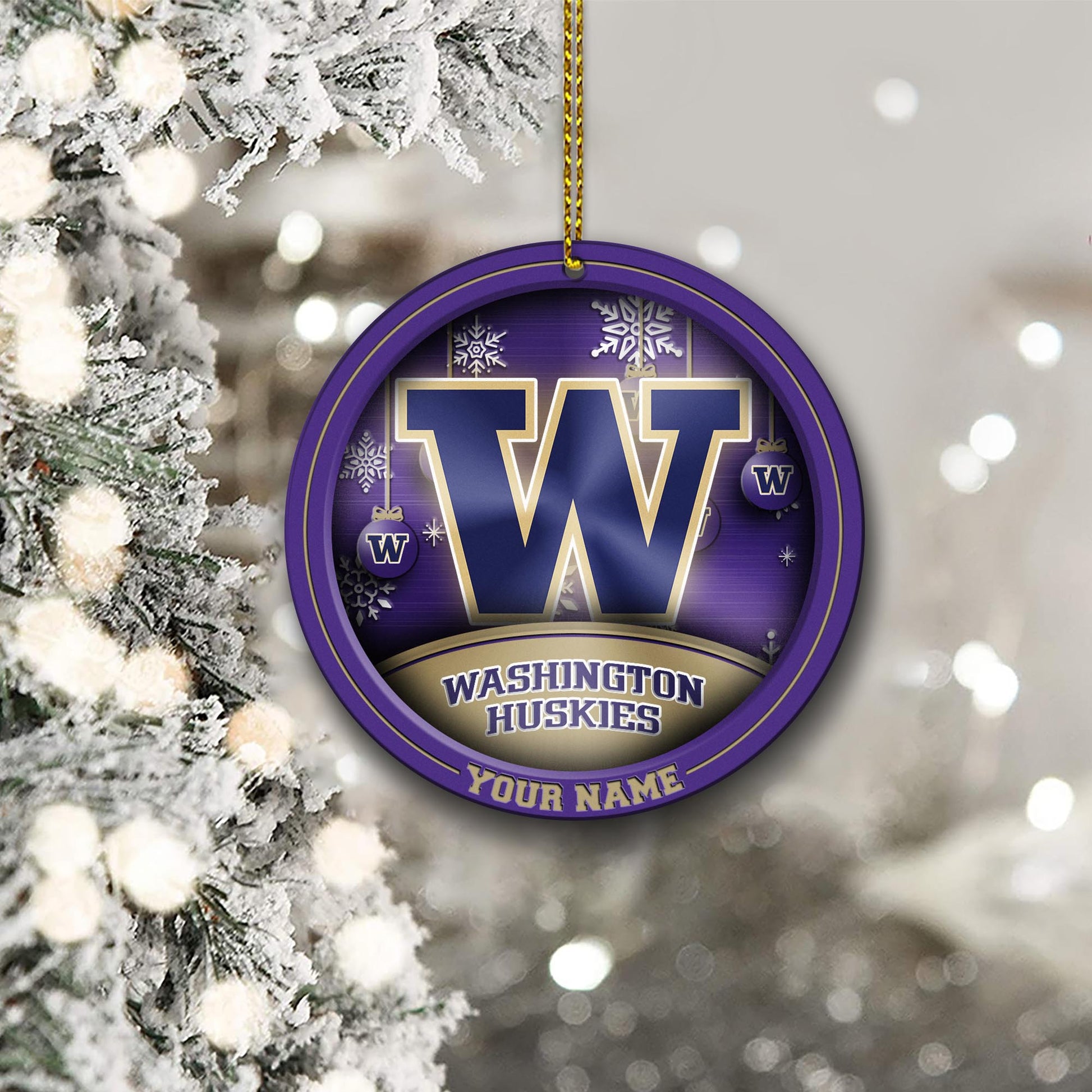 Washington Huskies Circle Aluminium Custom Ornament 2 Side Trending New Arrivals H52912 ETUG311023