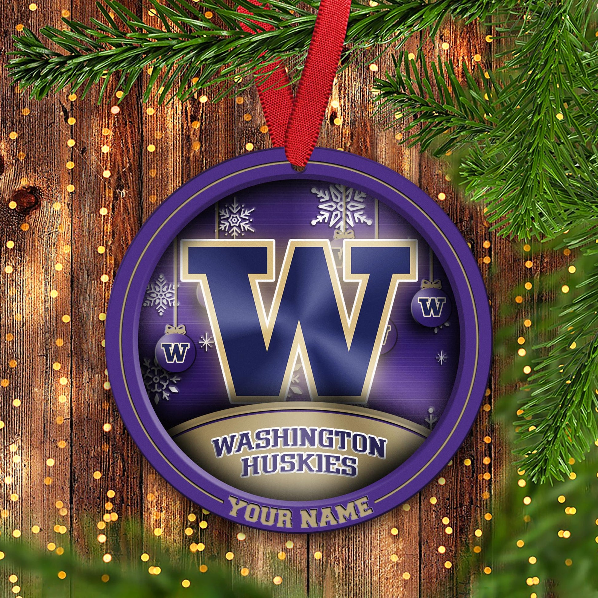 Washington Huskies Circle Aluminium Custom Ornament 2 Side Trending New Arrivals H52912 ETUG311023