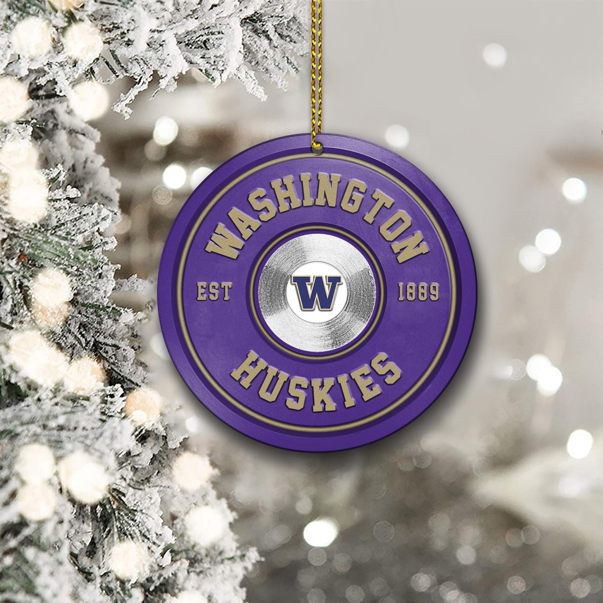 Washington Huskies Fitness Circle Aluminium Ornament 2 Side Trending New Arrivals H52883 ETUG311023