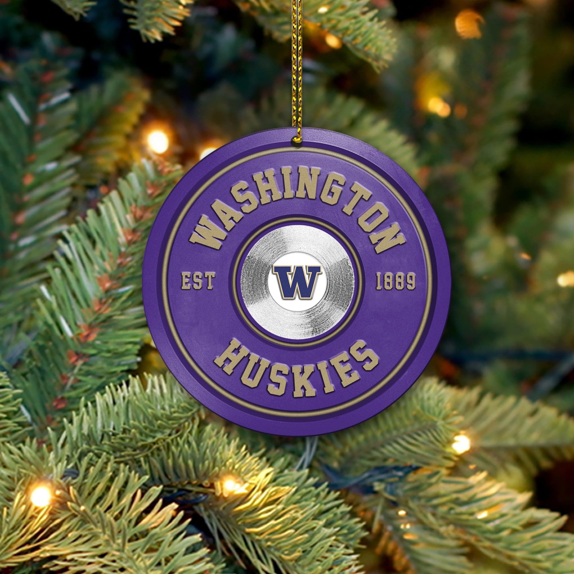 Washington Huskies Fitness Circle Aluminium Ornament 2 Side Trending New Arrivals H52883 ETUG311023