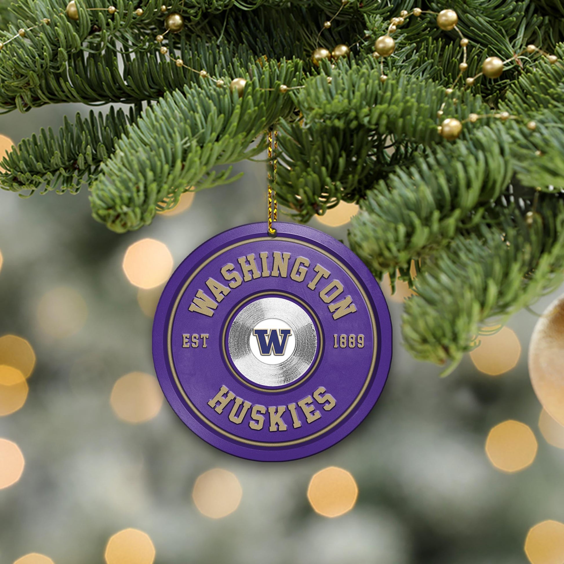 Washington Huskies Fitness Circle Aluminium Ornament 2 Side Trending New Arrivals H52883 ETUG311023