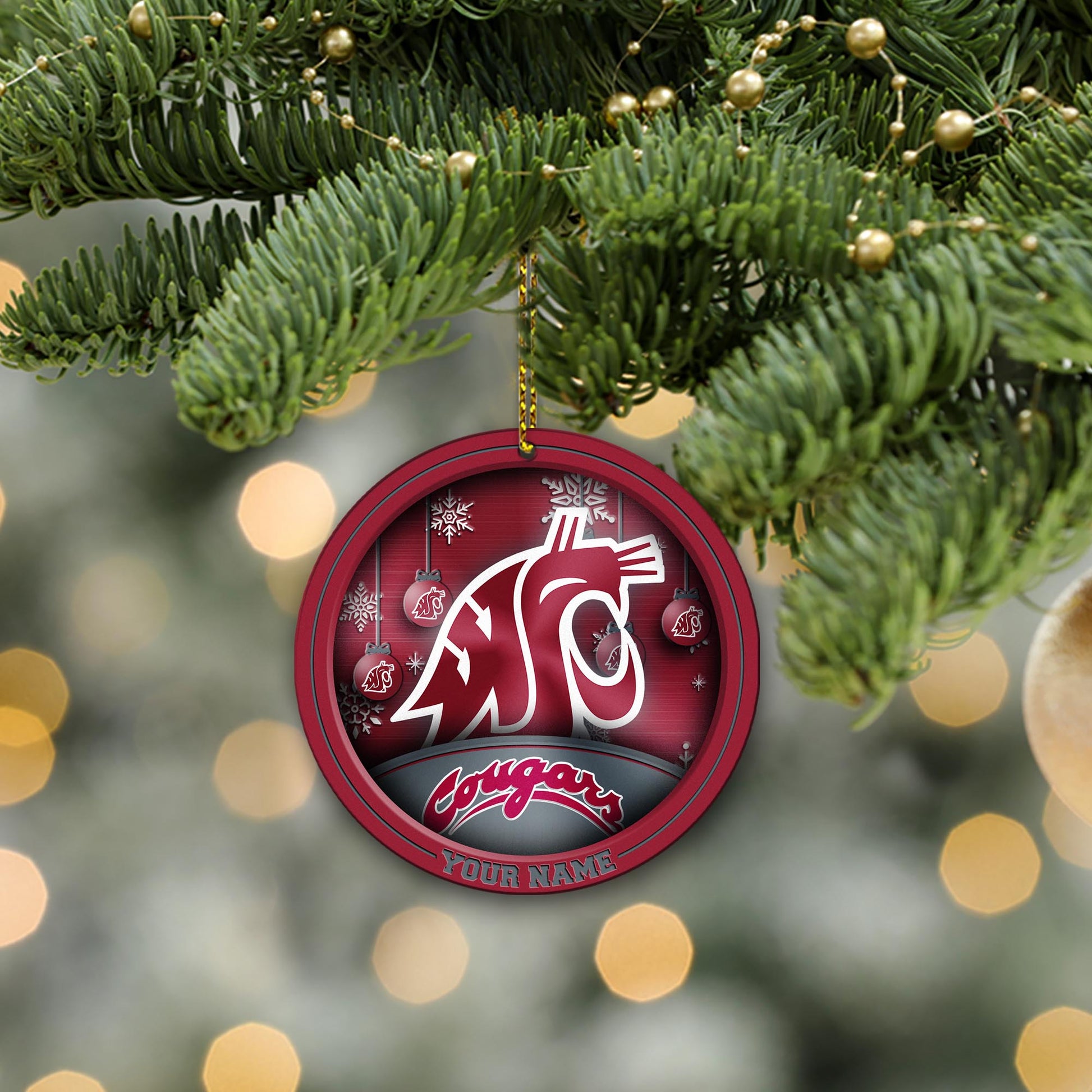 Washington State Cougars Circle Aluminium Custom Ornament 2 Side Trending New Arrivals H52912 ETUG311023