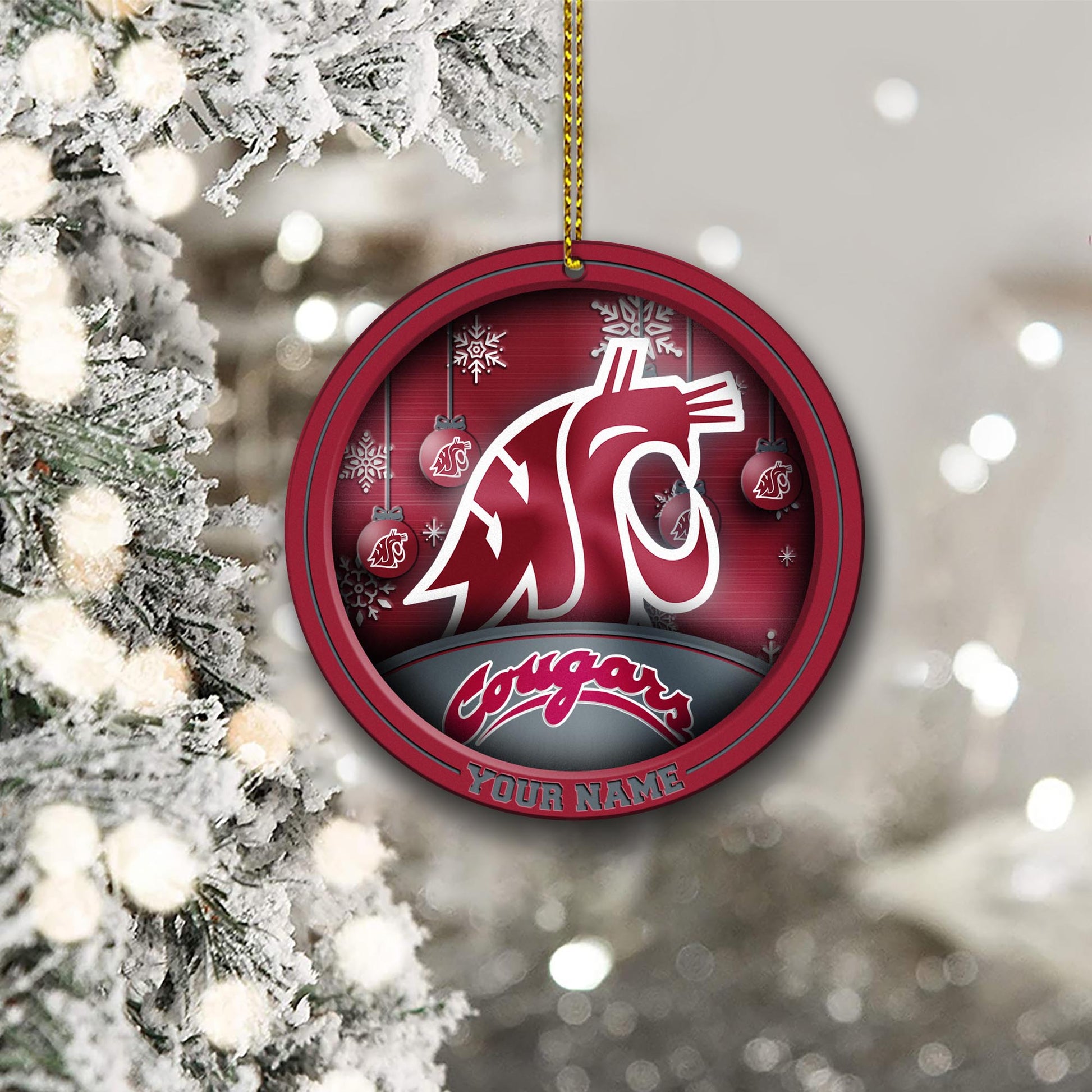 Washington State Cougars Circle Aluminium Custom Ornament 2 Side Trending New Arrivals H52912 ETUG311023