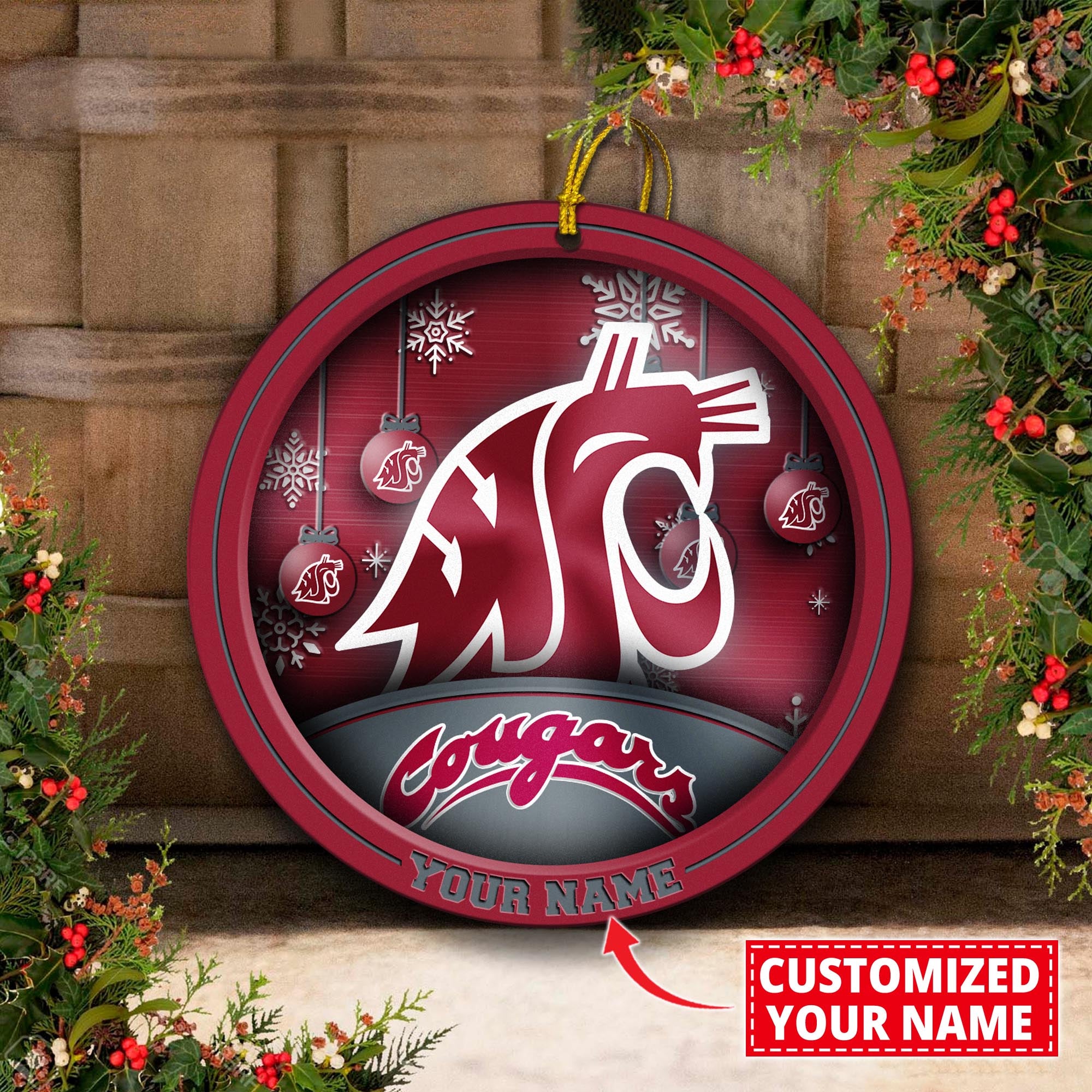 Washington State Cougars Circle Aluminium Custom Ornament 2 Side Trending New Arrivals H52912 ETUG311023