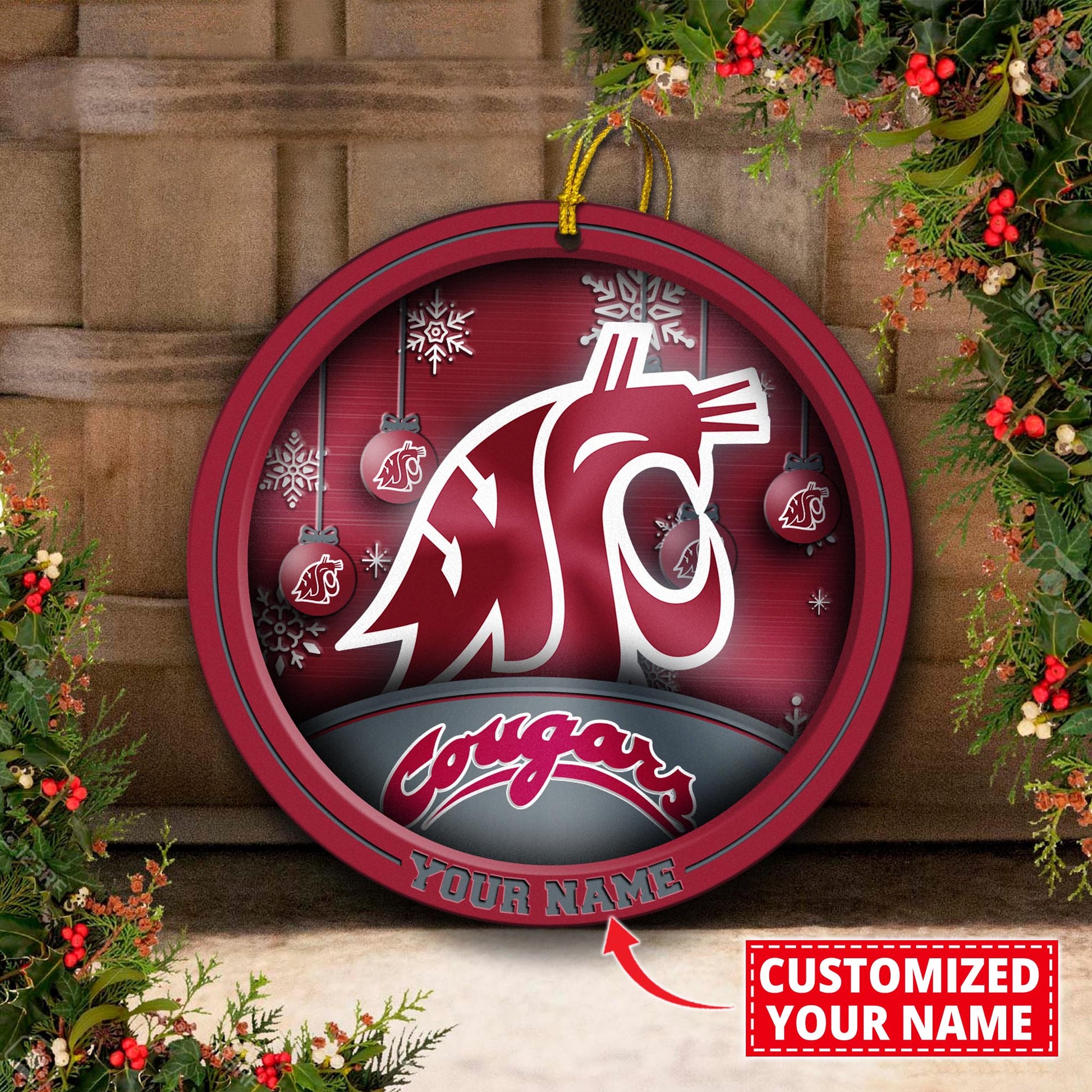 Washington State Cougars Circle Aluminium Custom Ornament 2 Side Trending New Arrivals H52912 ETUG311023