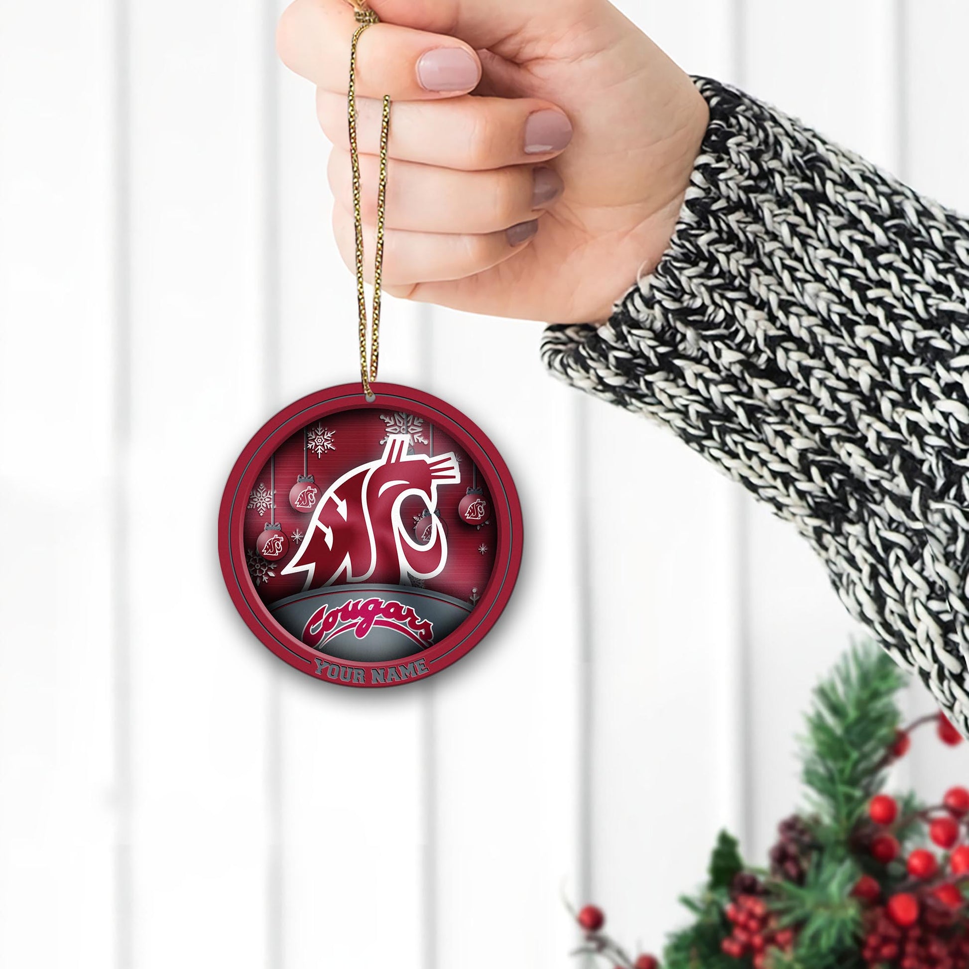 Washington State Cougars Circle Aluminium Custom Ornament 2 Side Trending New Arrivals H52912 ETUG311023