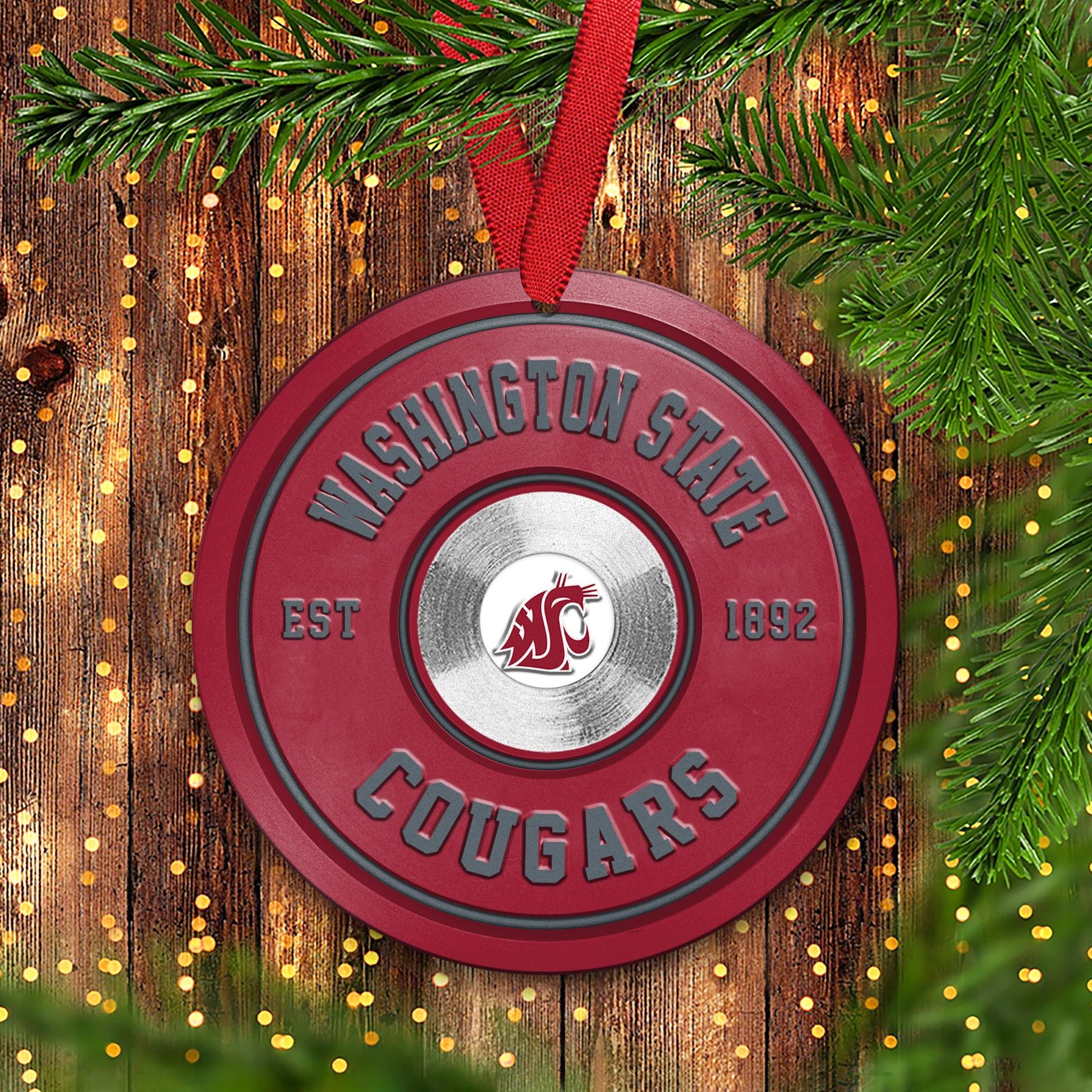 Washington State Cougars Fitness Circle Aluminium Ornament 2 Side Trending New Arrivals H52883 ETUG311023