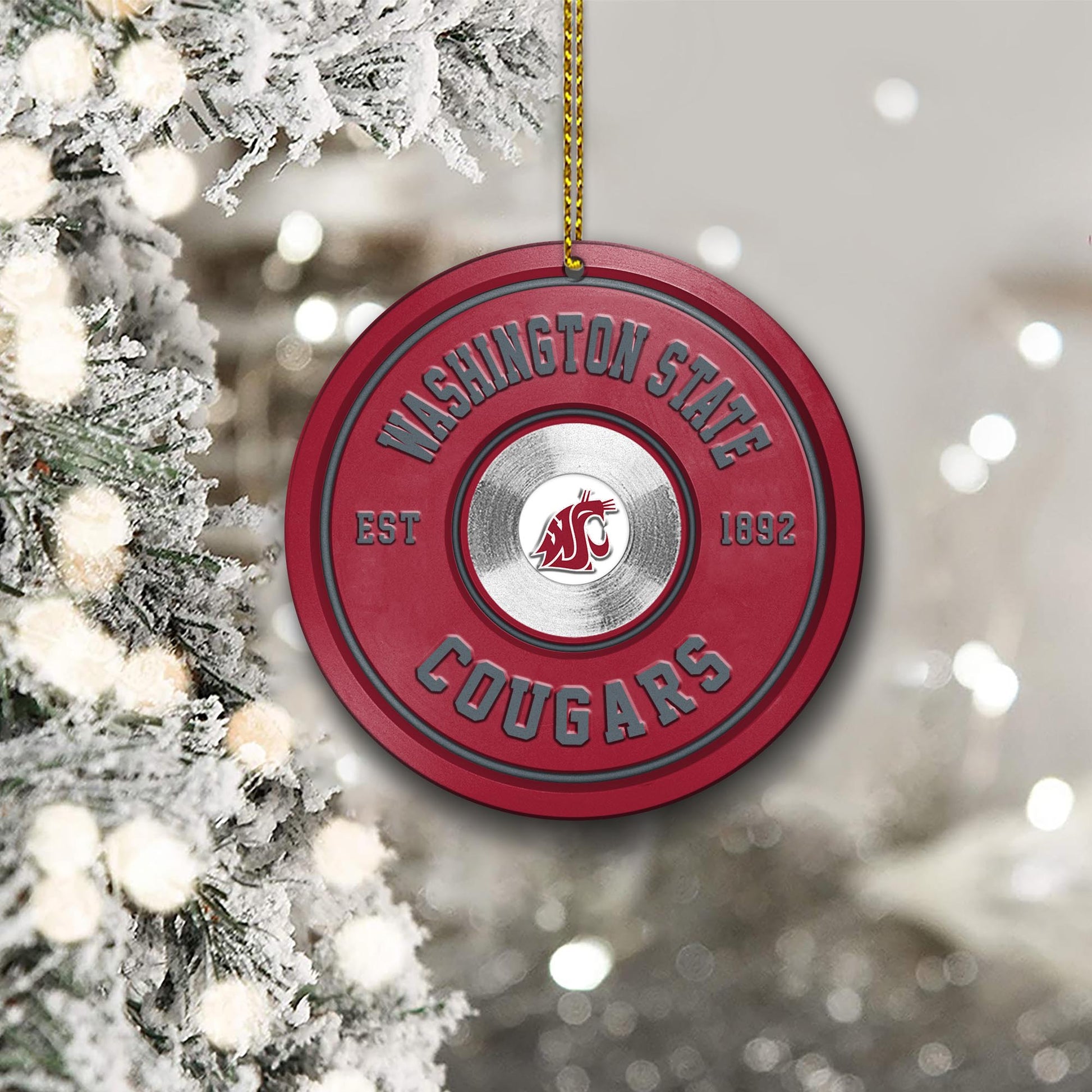 Washington State Cougars Fitness Circle Aluminium Ornament 2 Side Trending New Arrivals H52883 ETUG311023