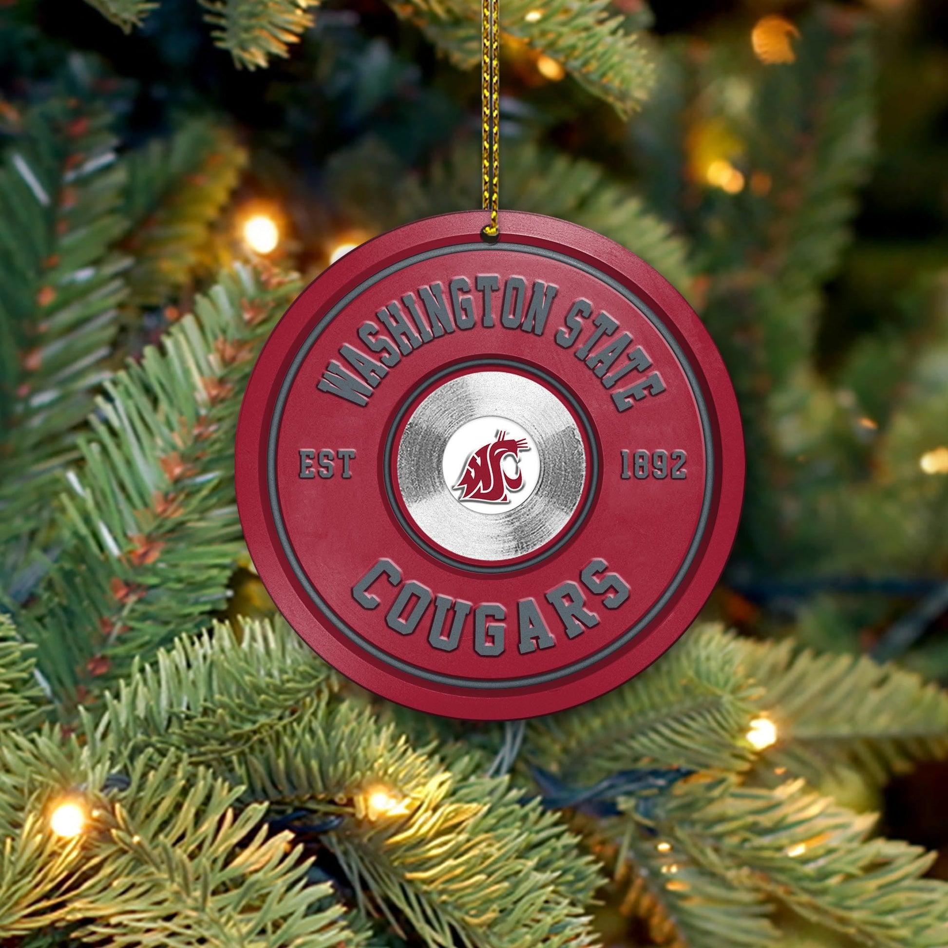 Washington State Cougars Fitness Circle Aluminium Ornament 2 Side Trending New Arrivals H52883 ETUG311023