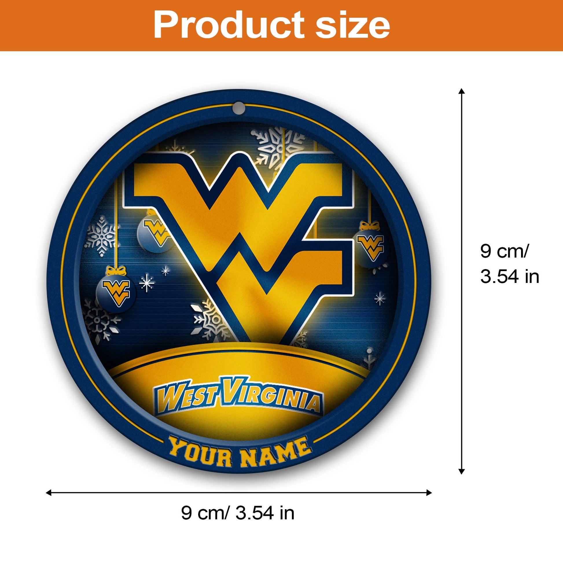 West Virginia Mountaineers Circle Aluminium Custom Ornament 2 Side Trending New Arrivals H52912 ETUG311023
