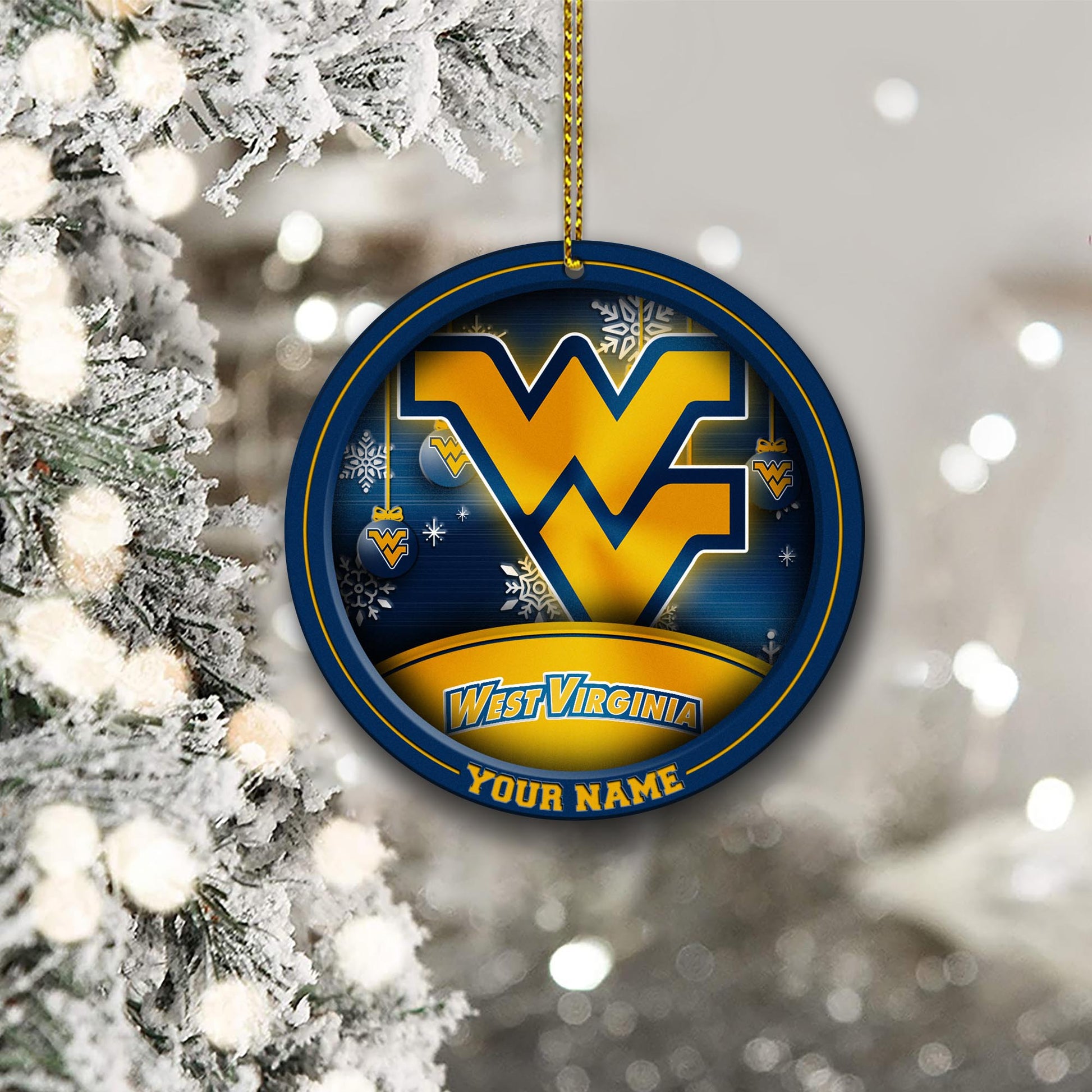 West Virginia Mountaineers Circle Aluminium Custom Ornament 2 Side Trending New Arrivals H52912 ETUG311023